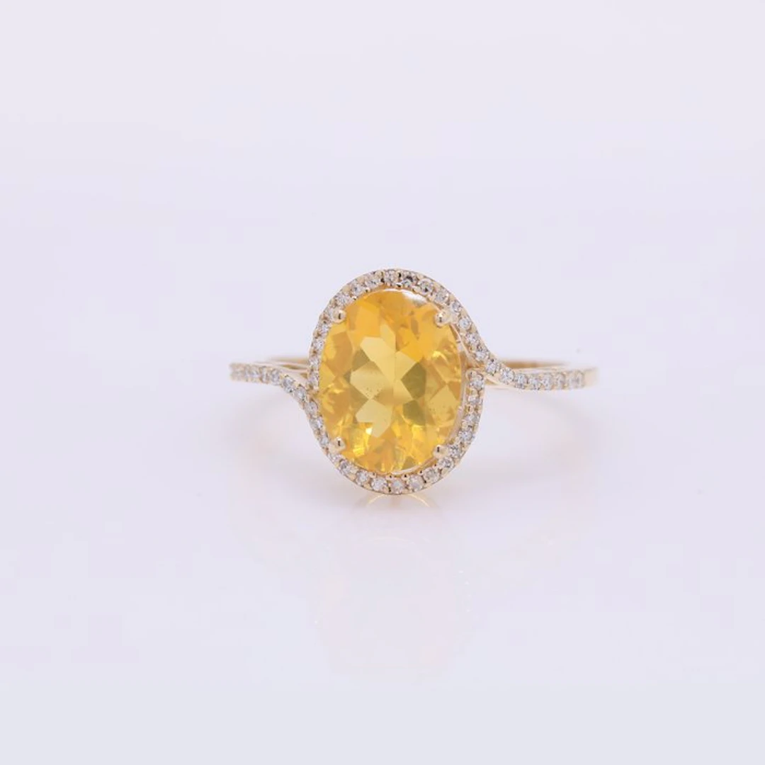No reserve price - Ring - 14 kt. Yellow gold - 1.94ct. tw. Fire Opal - Diamond