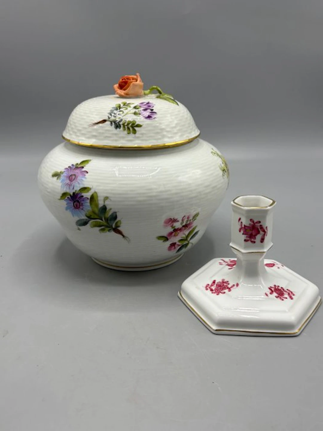 Herend - Jar (2) - Porcelain - Jar and candlestick