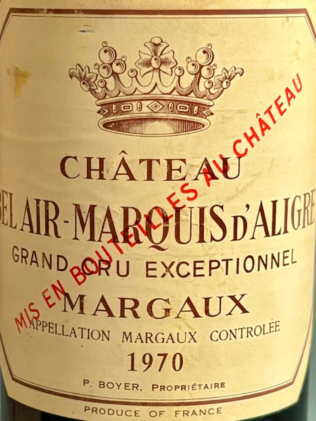 1970 Château Bel Air-Marquis d’Aligre - Margaux Grand Cru...