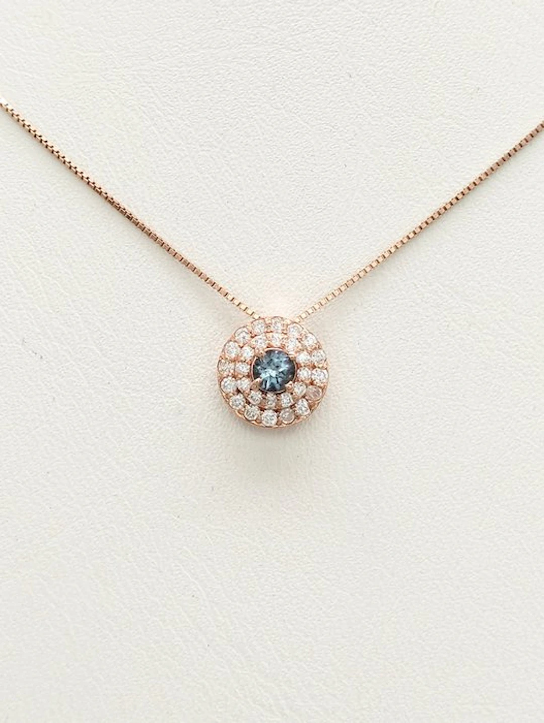 No reserve price - Necklace - 14 kt. Rose gold Aquamarine - Diamond