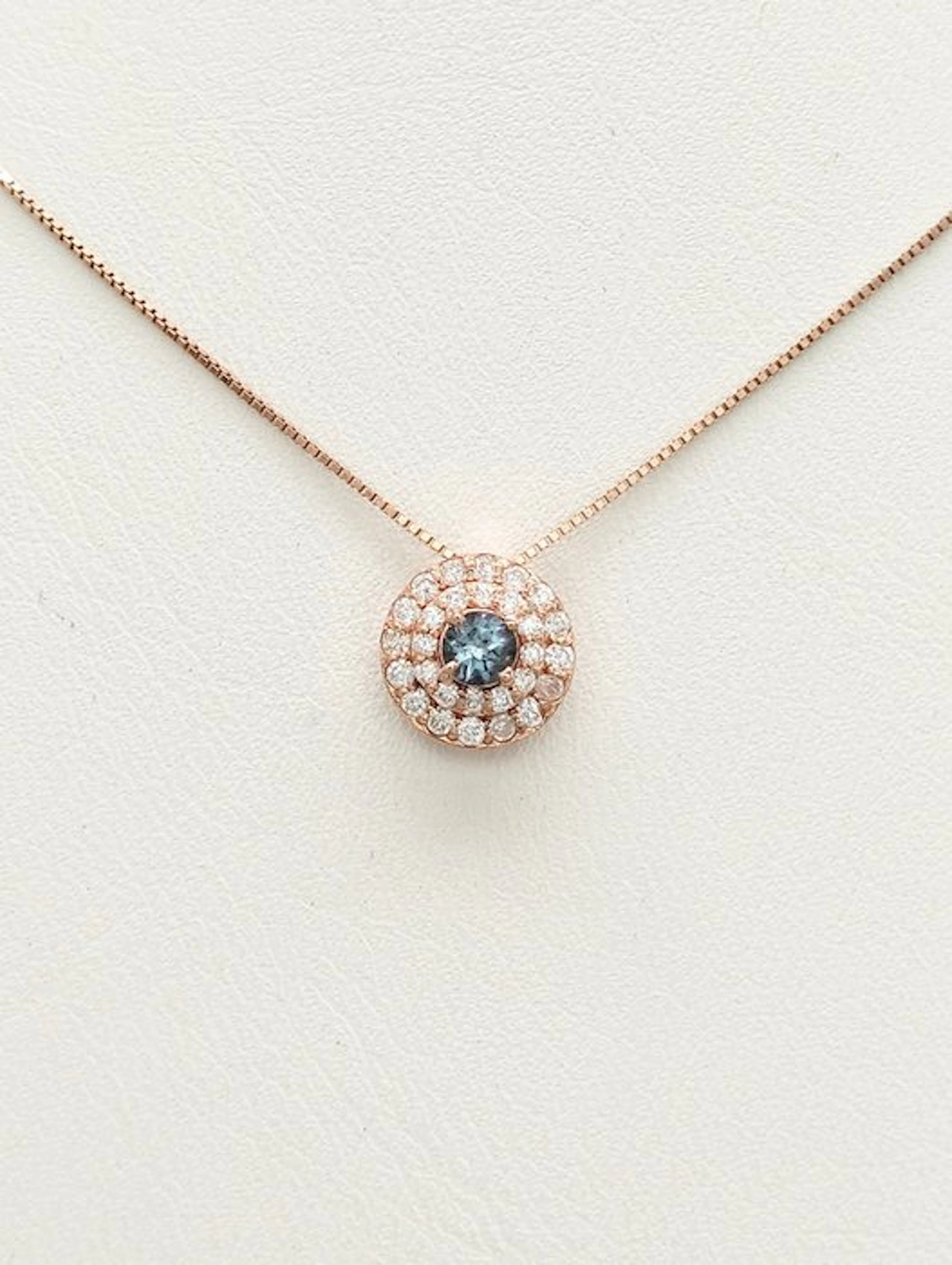 No reserve price - Necklace - 14 kt. Rose gold Aquamarine - Diamond