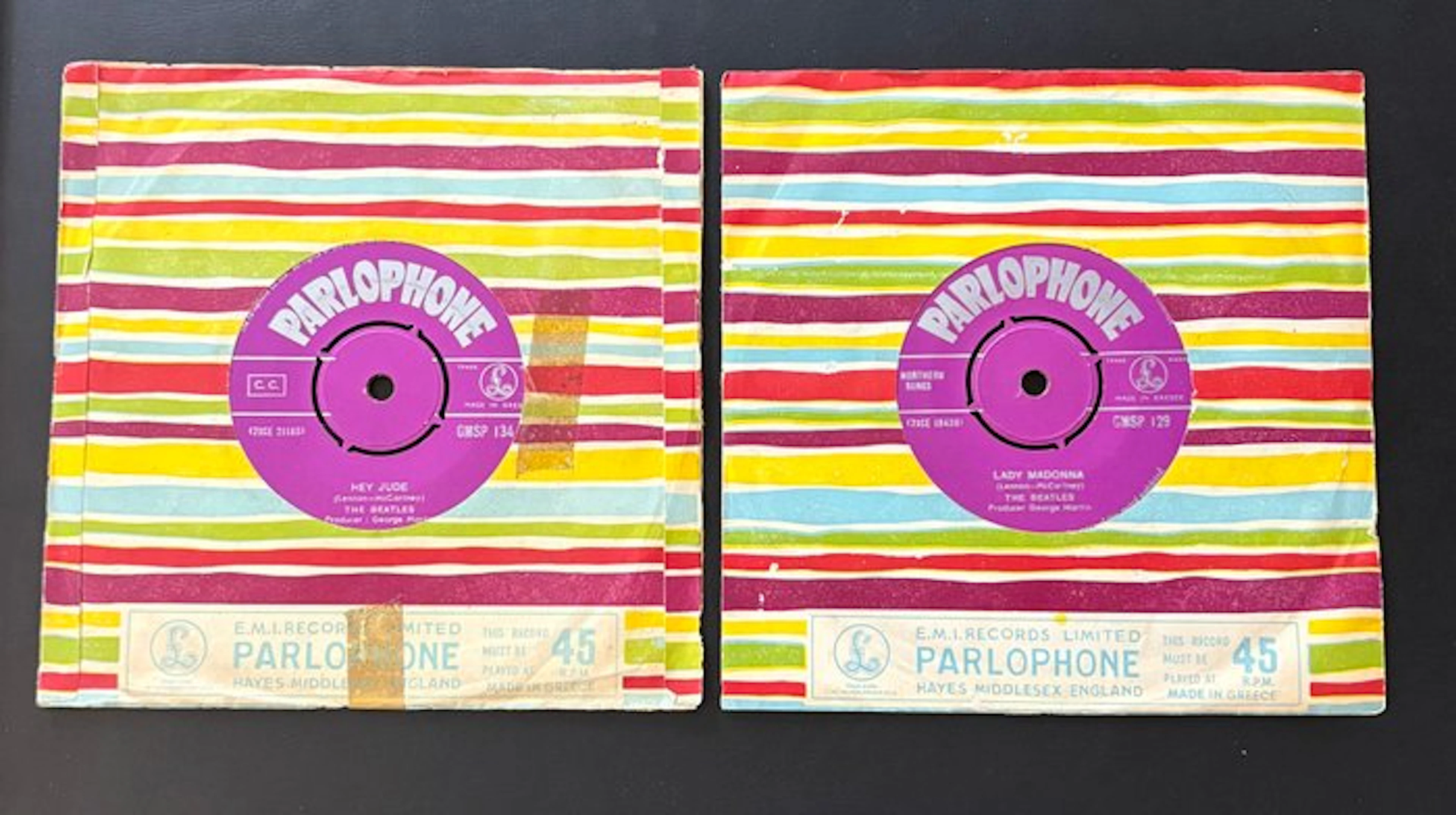 Beatles - Set of 2 VERY SCARCE Greek 7" Singles –...