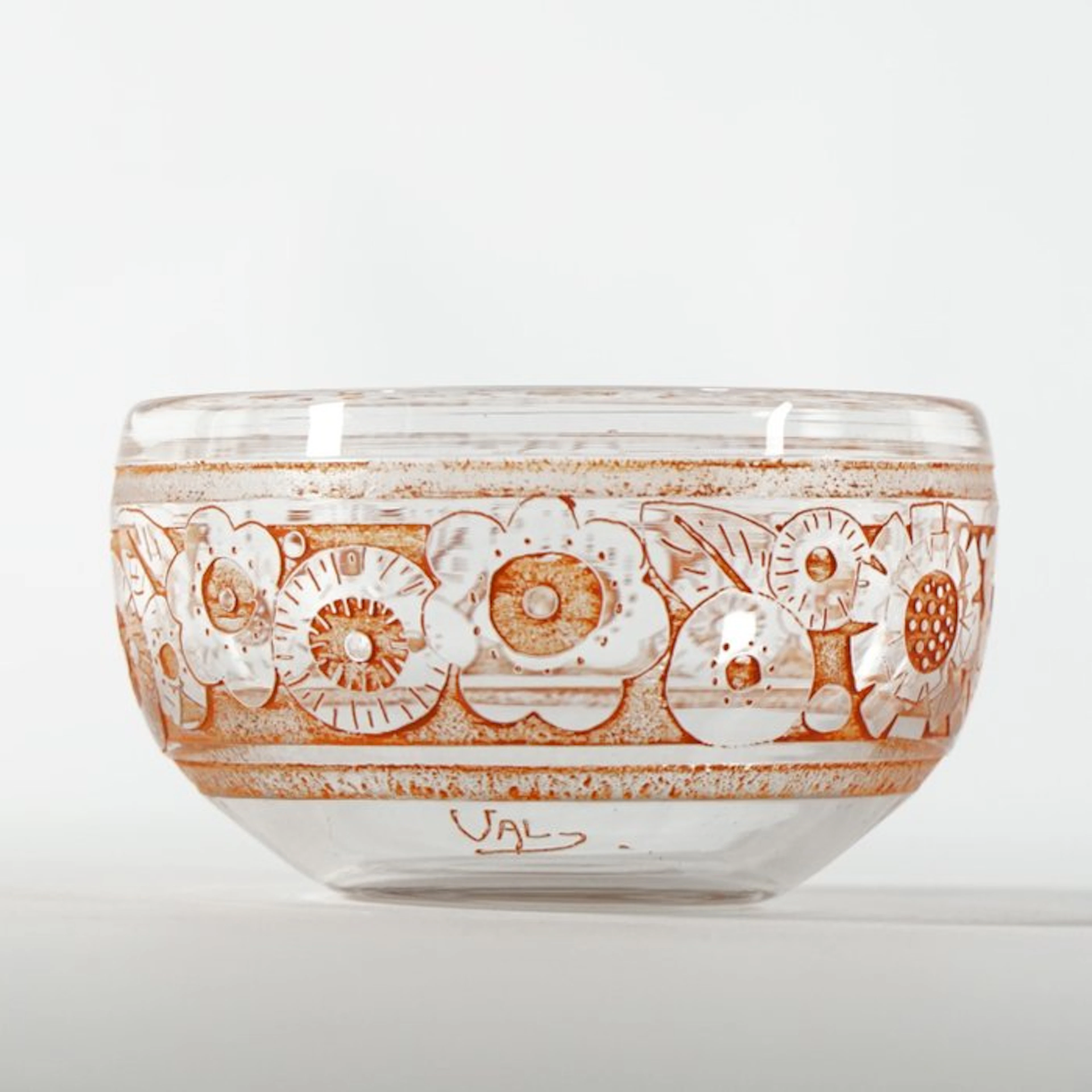Verrerie d'Art de Lorraine - Platter - crystal glass - Acid-etched floral decor