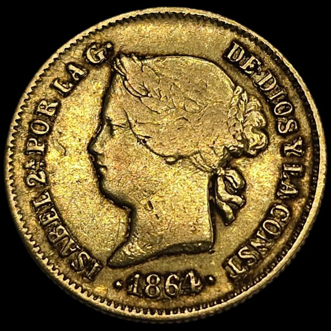 Spain. Isabel II. 1 Peso 1864 - Manila