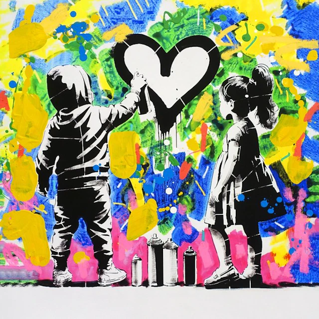 Golden Boy (2000) - “LOVE IS IN THE AIR” - Unique Original Painting - (1/1)