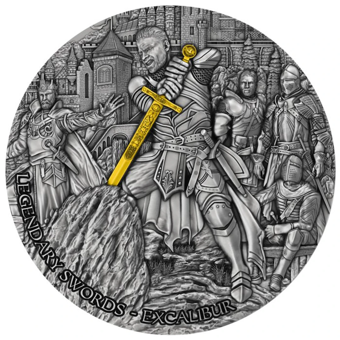 Niue. 5 Dollars 2024 Excalibur Legendary Swords 2 Oz, (.999)