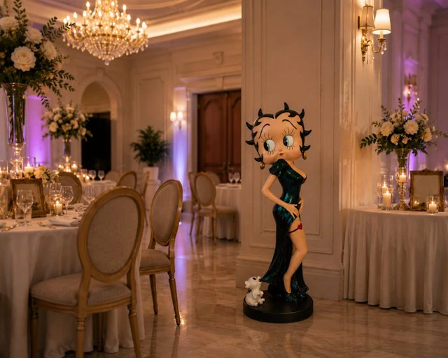 Statue, Betty Boop in avond feestkleed - 98 cm - polyresin