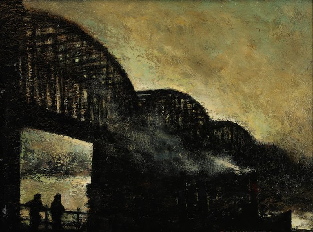 Toon Koster (1913-1989) - Spoorbrug over de maas