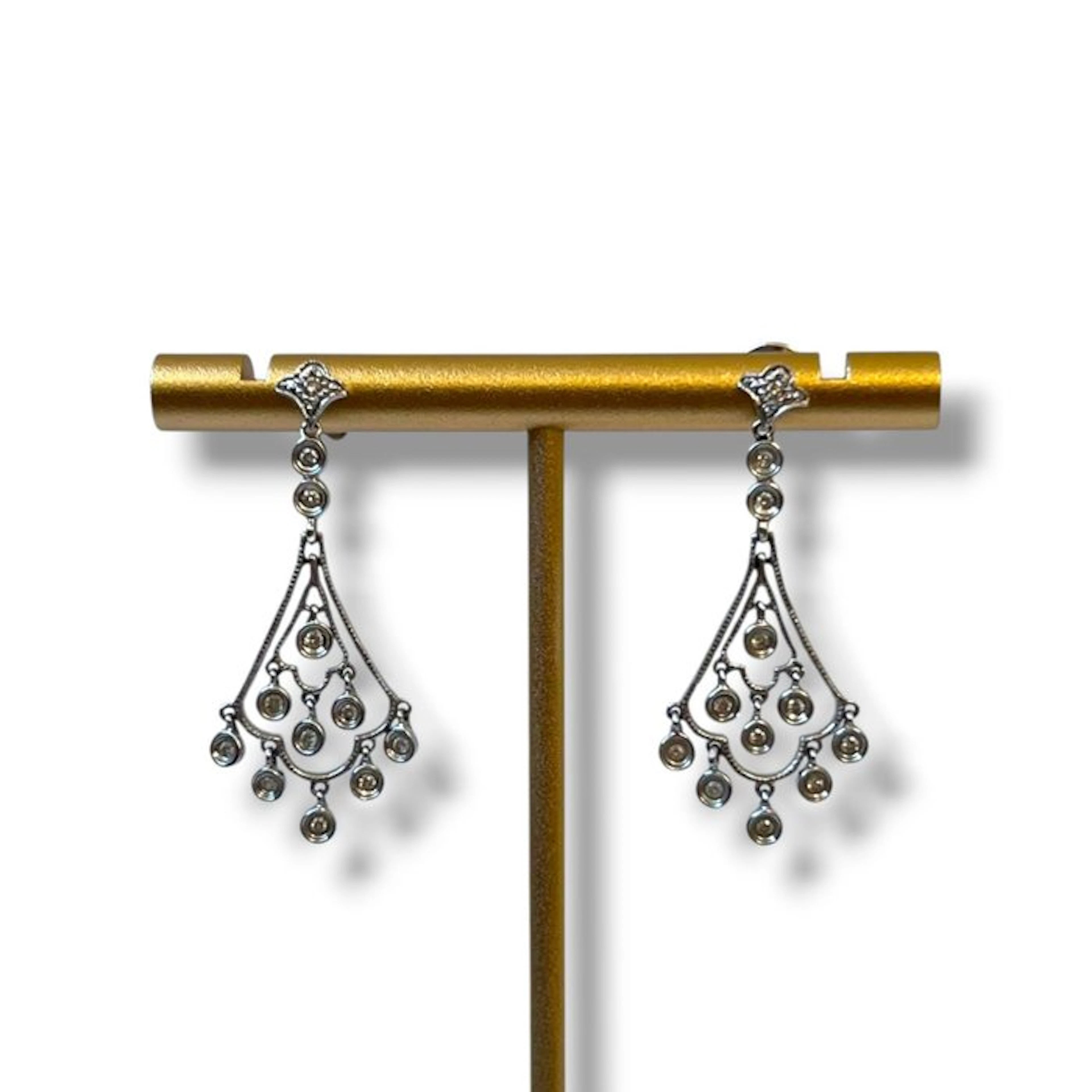 Cocktail earrings - 18 kt. White gold - 0.24ct. tw. Diamond (Natural)