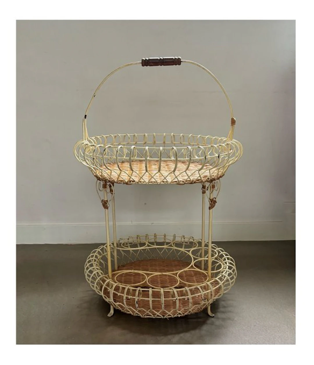 Serving trolley - wire, wicker