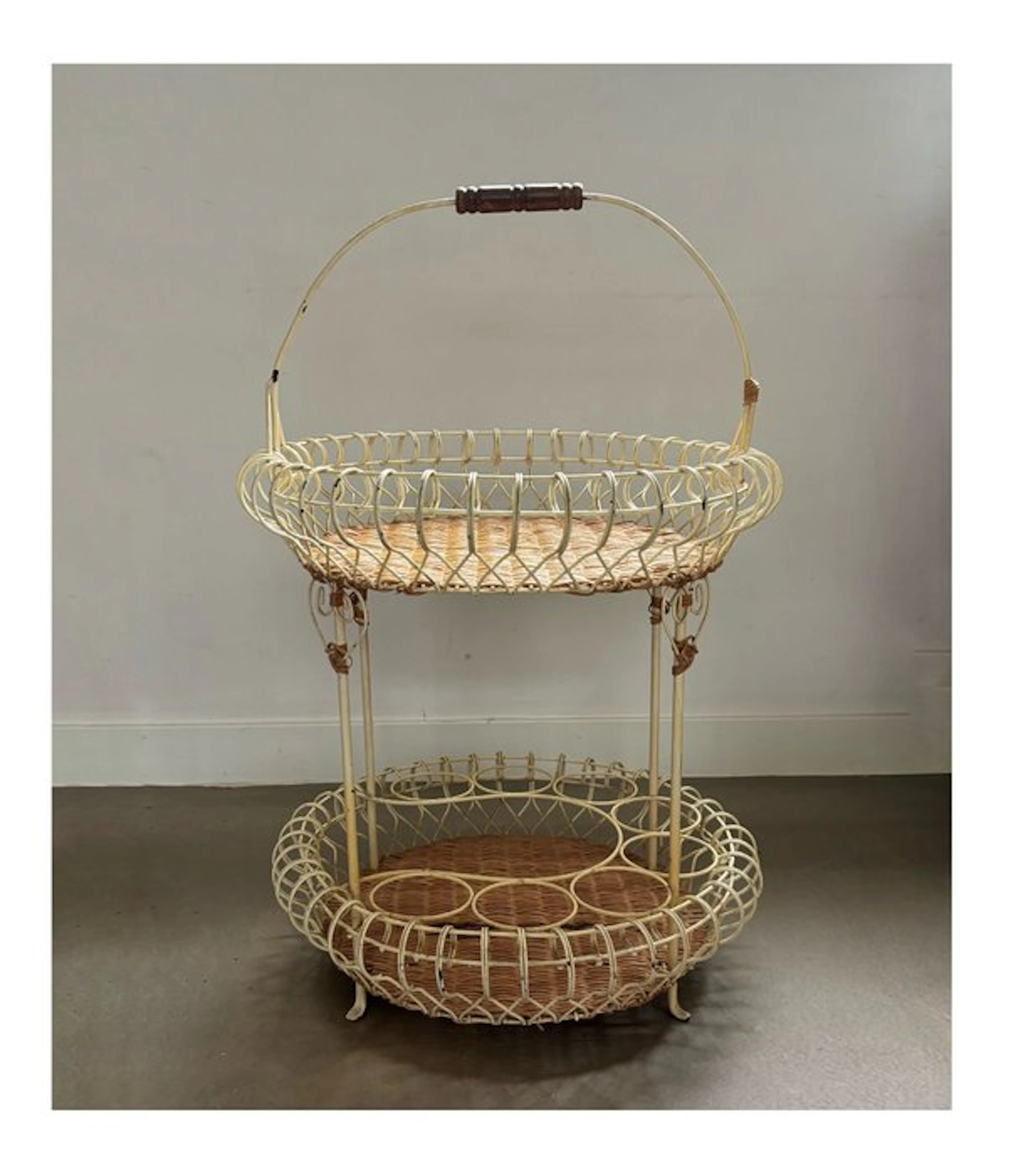 Serving trolley - wire, wicker