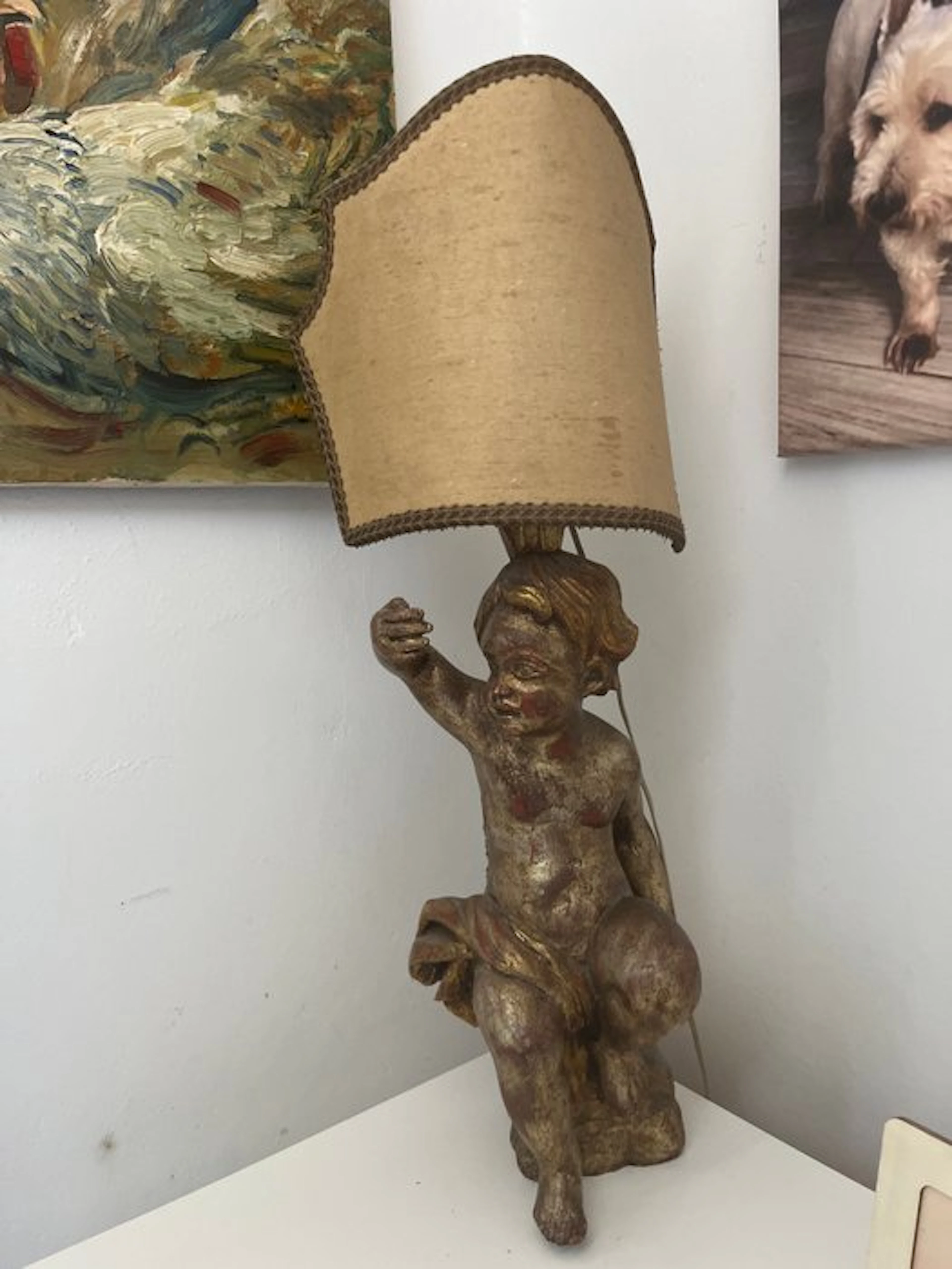 Table lamp - Wood, Gold - Vintage table lamp