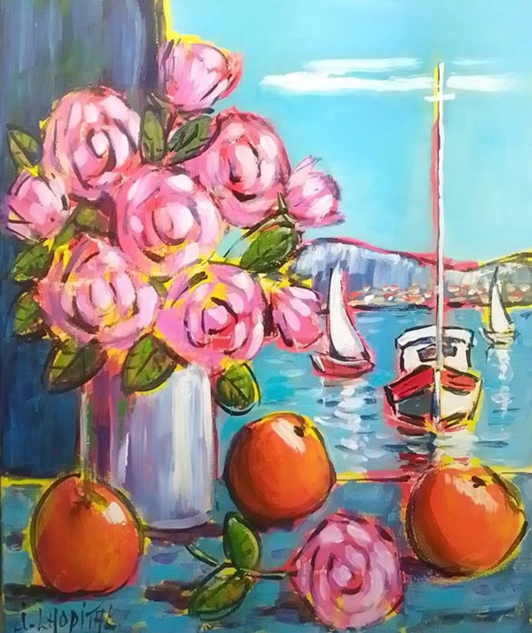 Joël Lhopital (XX-XXI) - Bouquet à la Fenêtre
