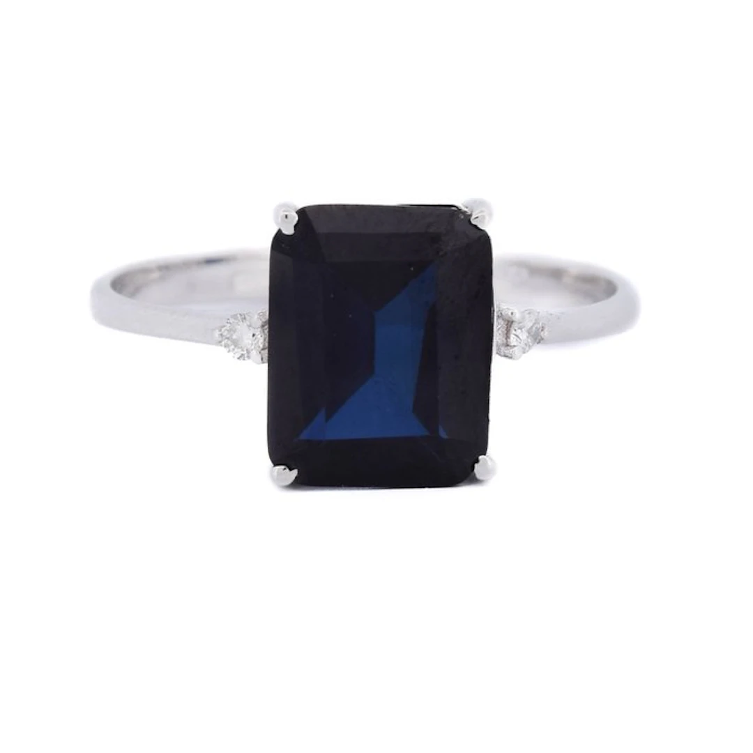 No reserve price - Ring - 18 kt. White gold - 2.34ct. tw. Sapphire - Diamond