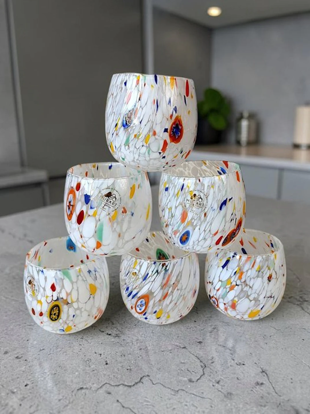 MurArt - Drinking set (6) - Glass - Murrine Millefiori