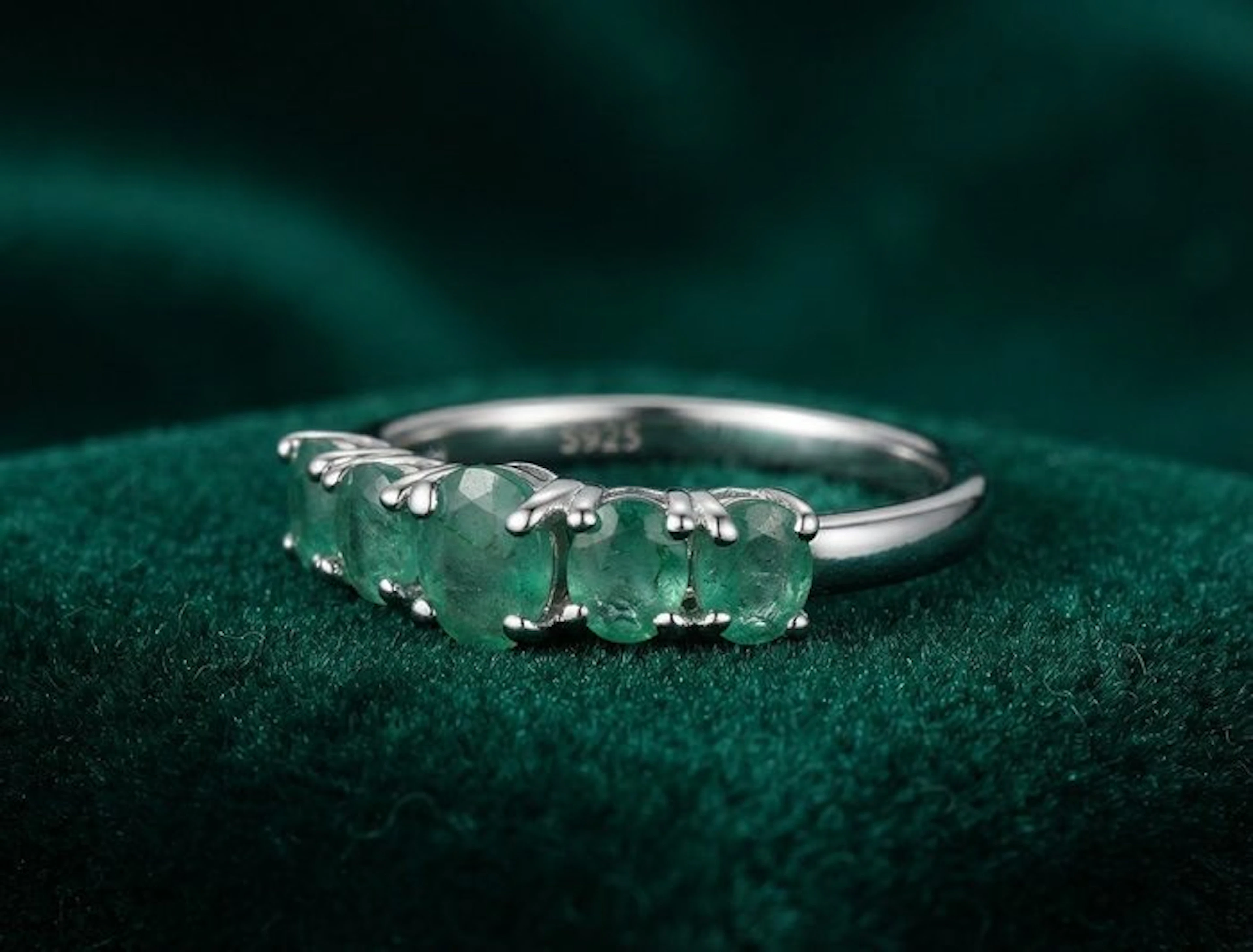 No reserve price - Ring Silver - 0.95ct. tw. Emerald