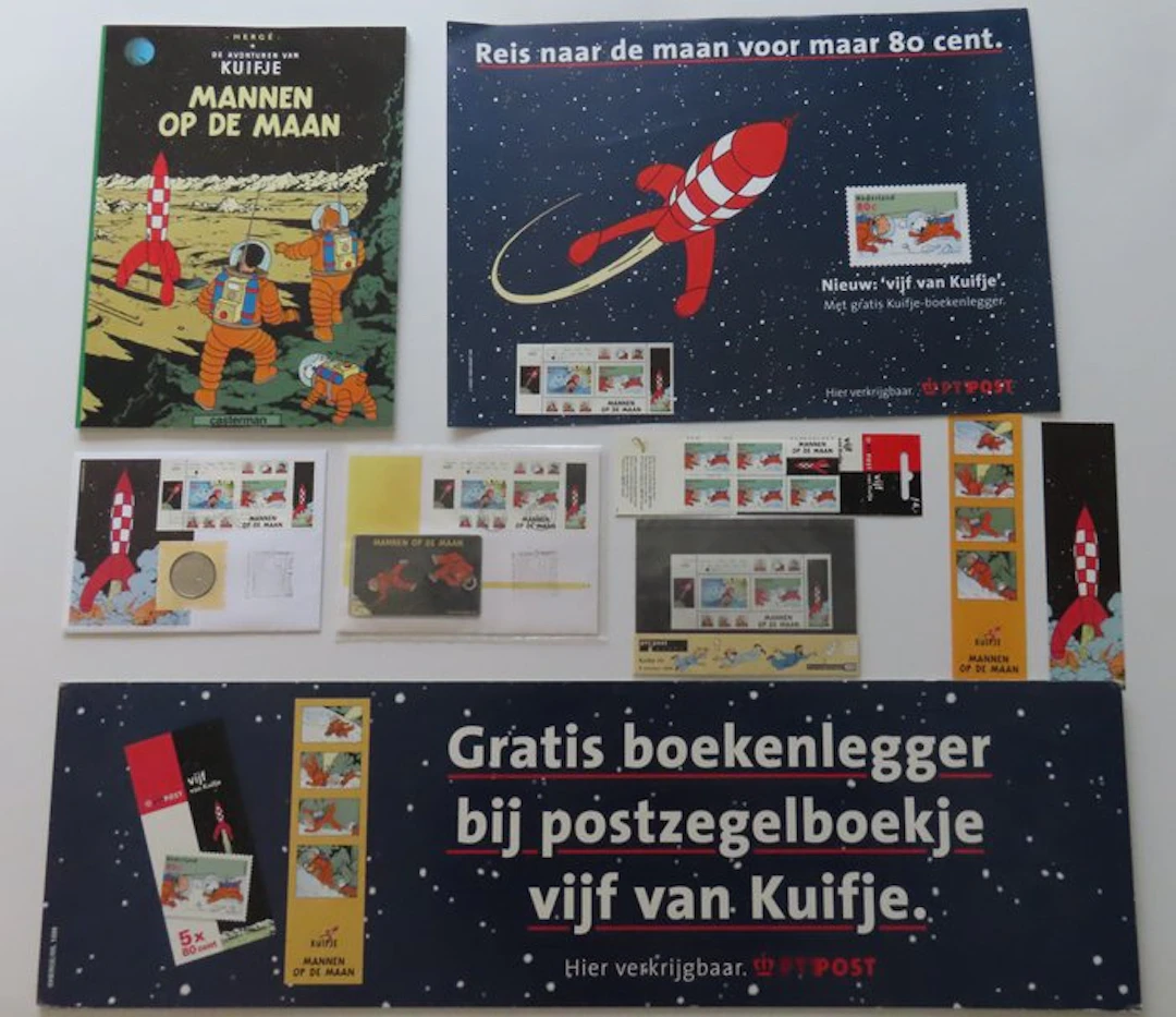 Kuifje - Lot containing 10 items - Tintin stamp issue - Men on the Moon - 1999