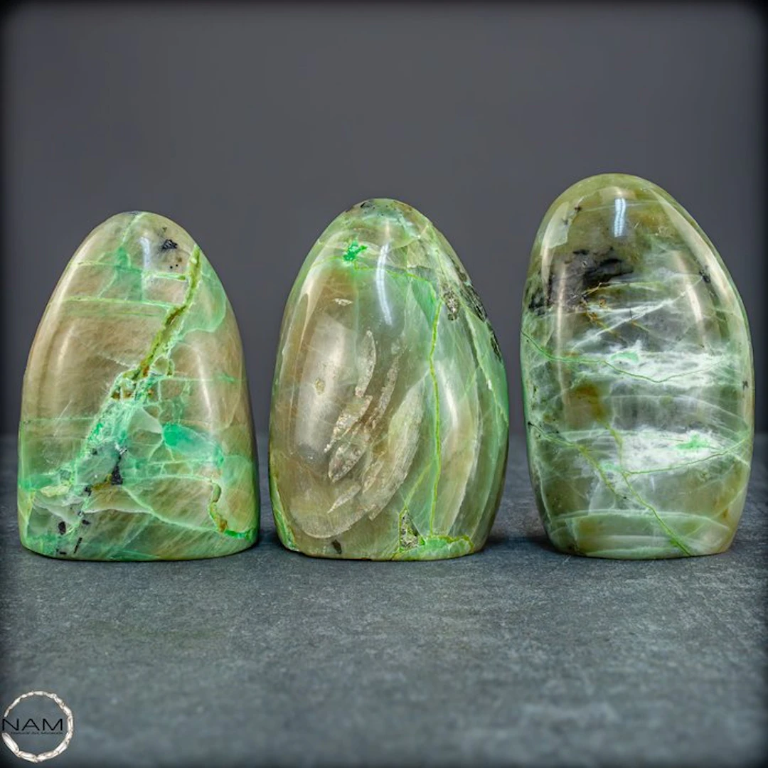 Grüner Mondstein Freiform-Set – Zeitlose Eleganz in...