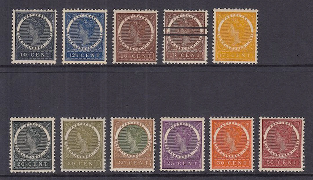 Dutch East Indies 1903/1908 - Queen Wilhelmina - NVPH 48/57 met 50aPM