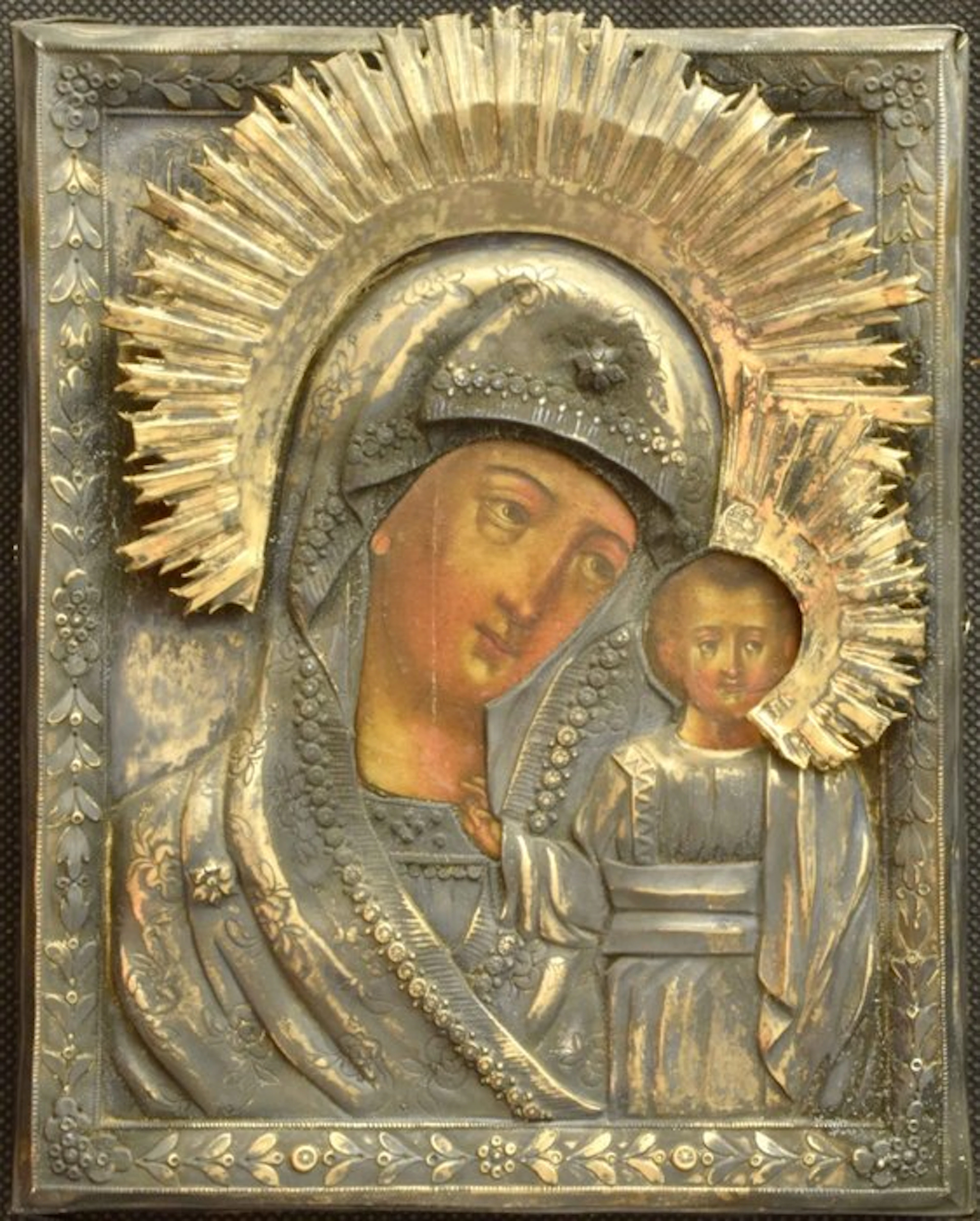Icon - Mother of God of Kazan - .875 (84 Zolotniki) silver - 1842 Kaluga
