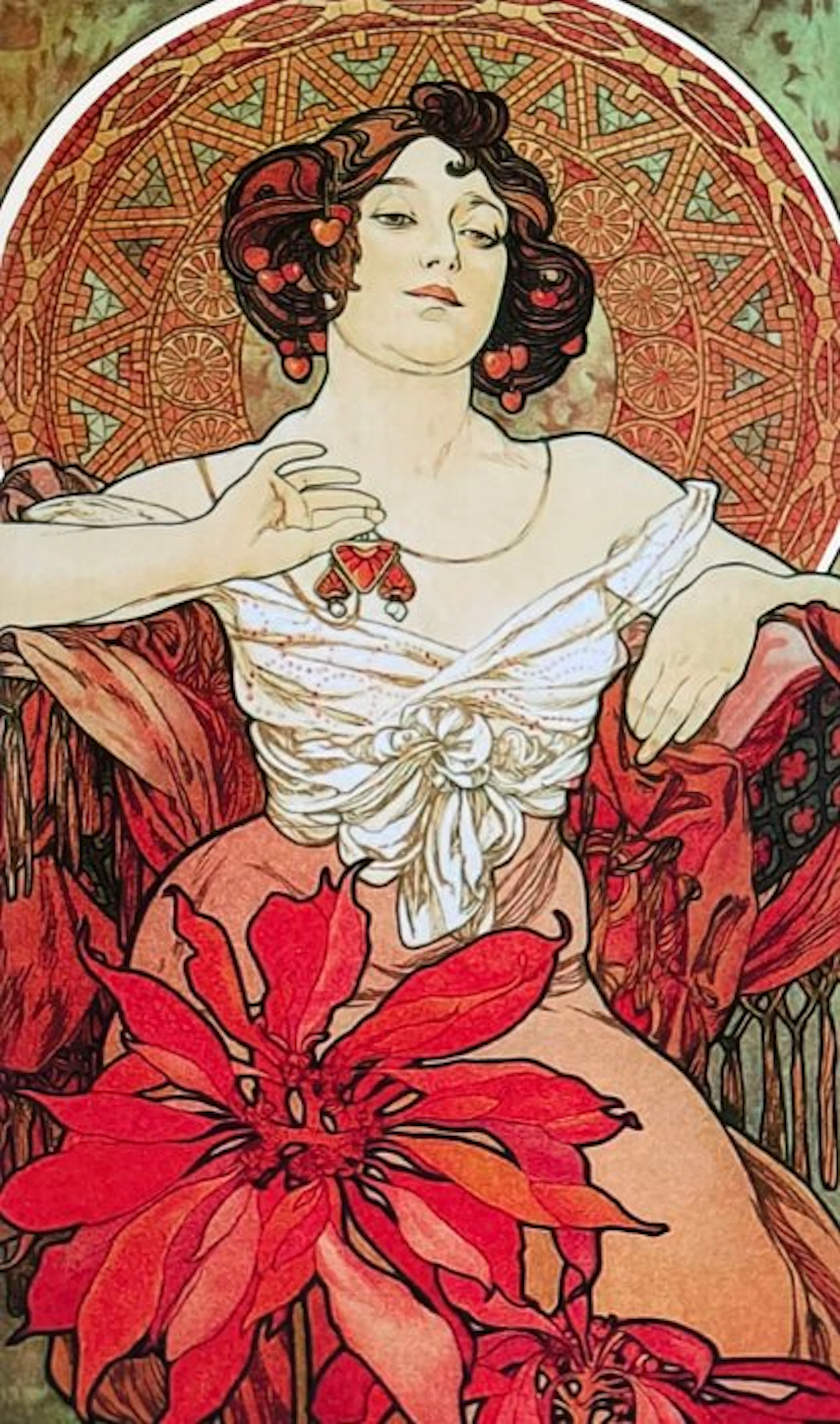 Alphonse Marie Mucha - “Gemstones: Ruby, 1900”. Gesigneerd in de plaat.