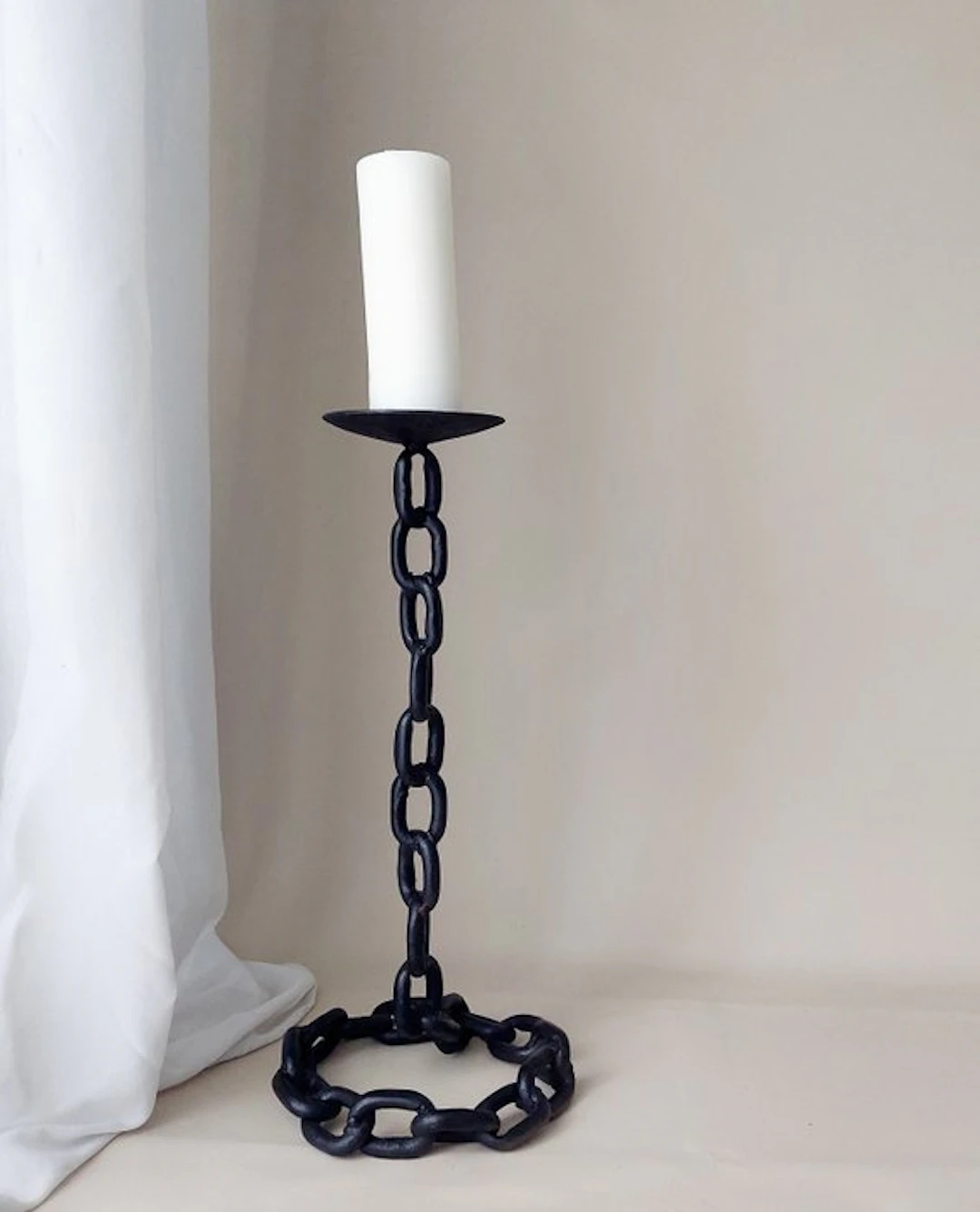 Candleholder - Wrought iron - Brutalist floor candle holder