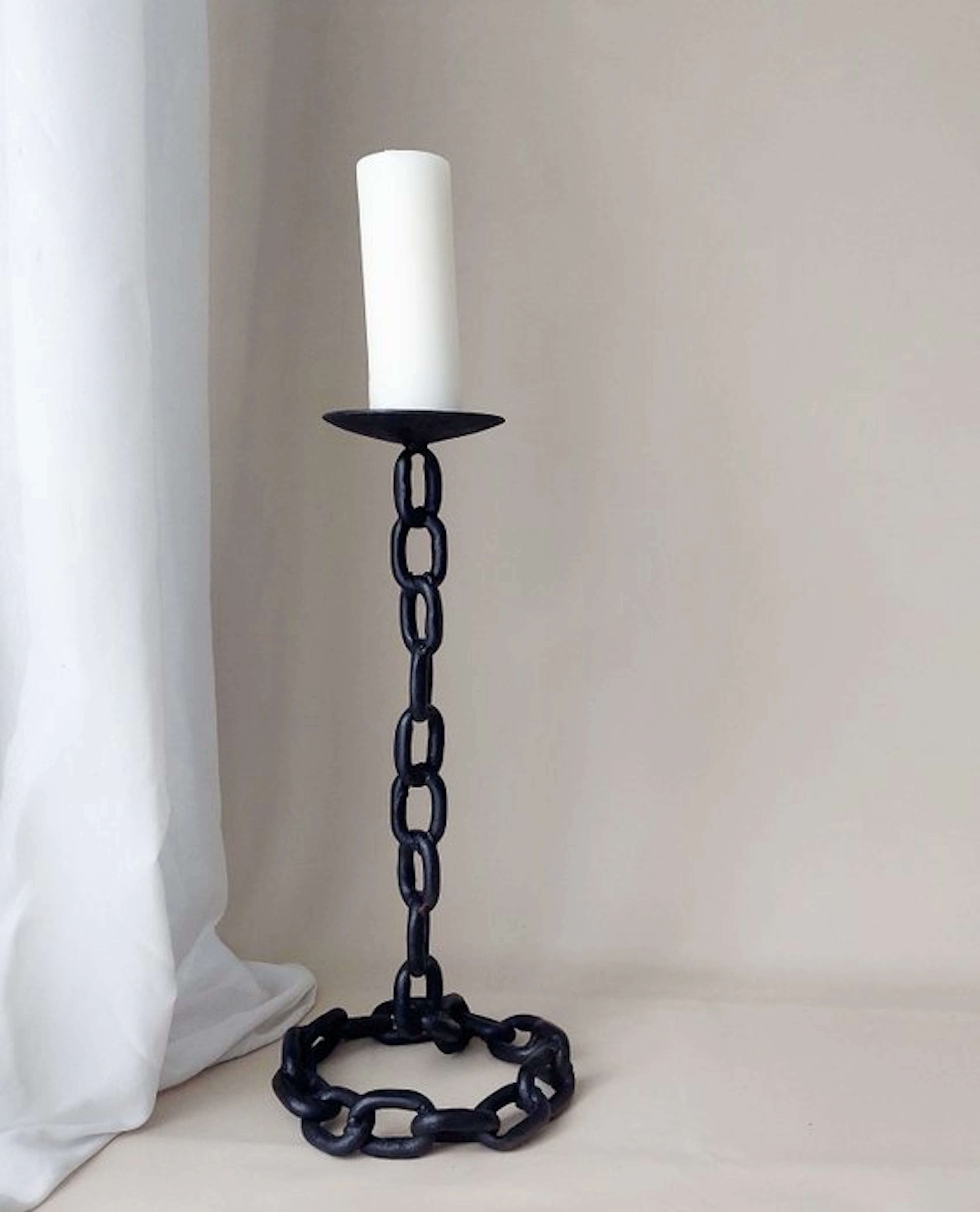 Candleholder - Wrought iron - Brutalist floor candle holder