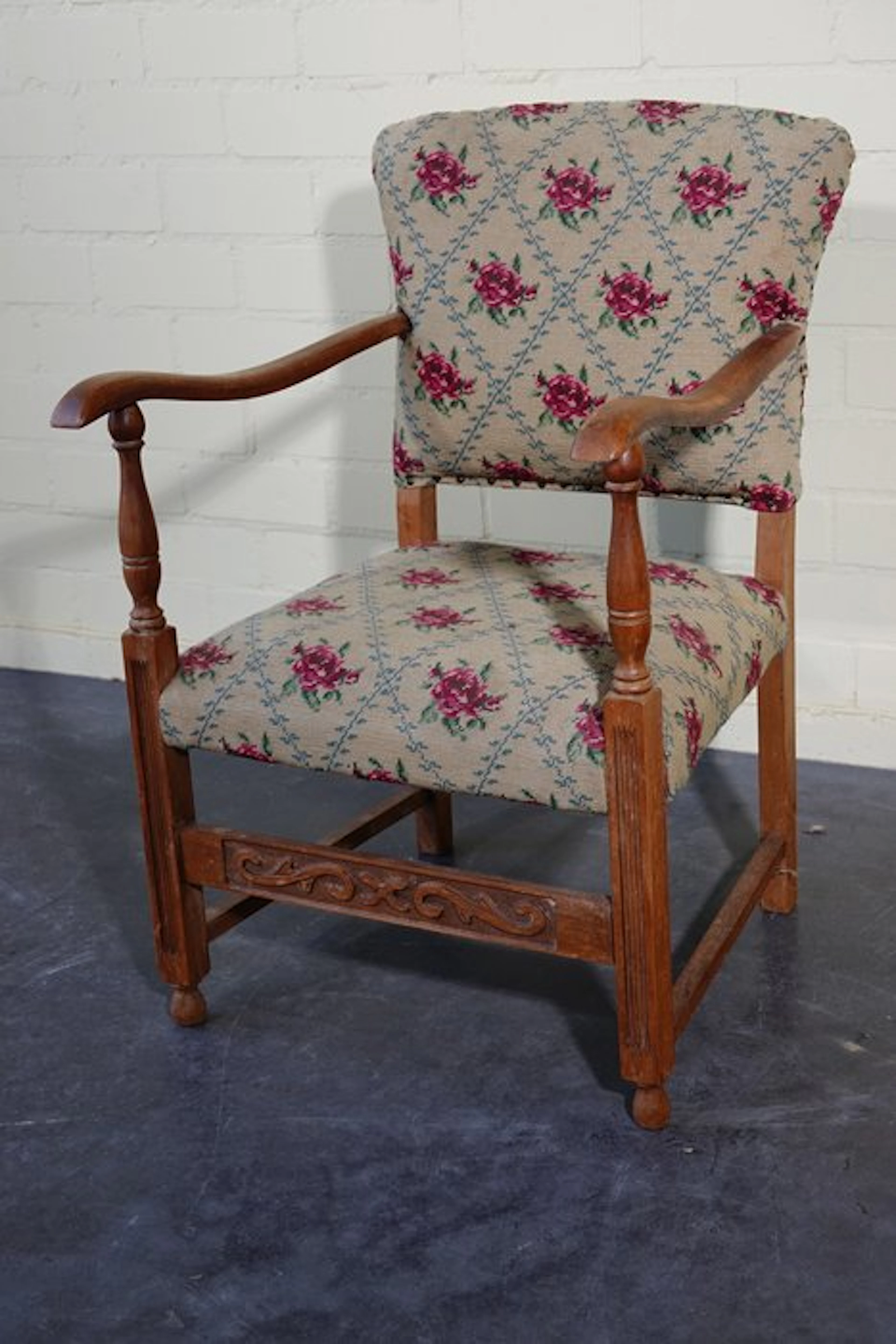 Fauteuil - Wood, Velvet - Antique armchair
