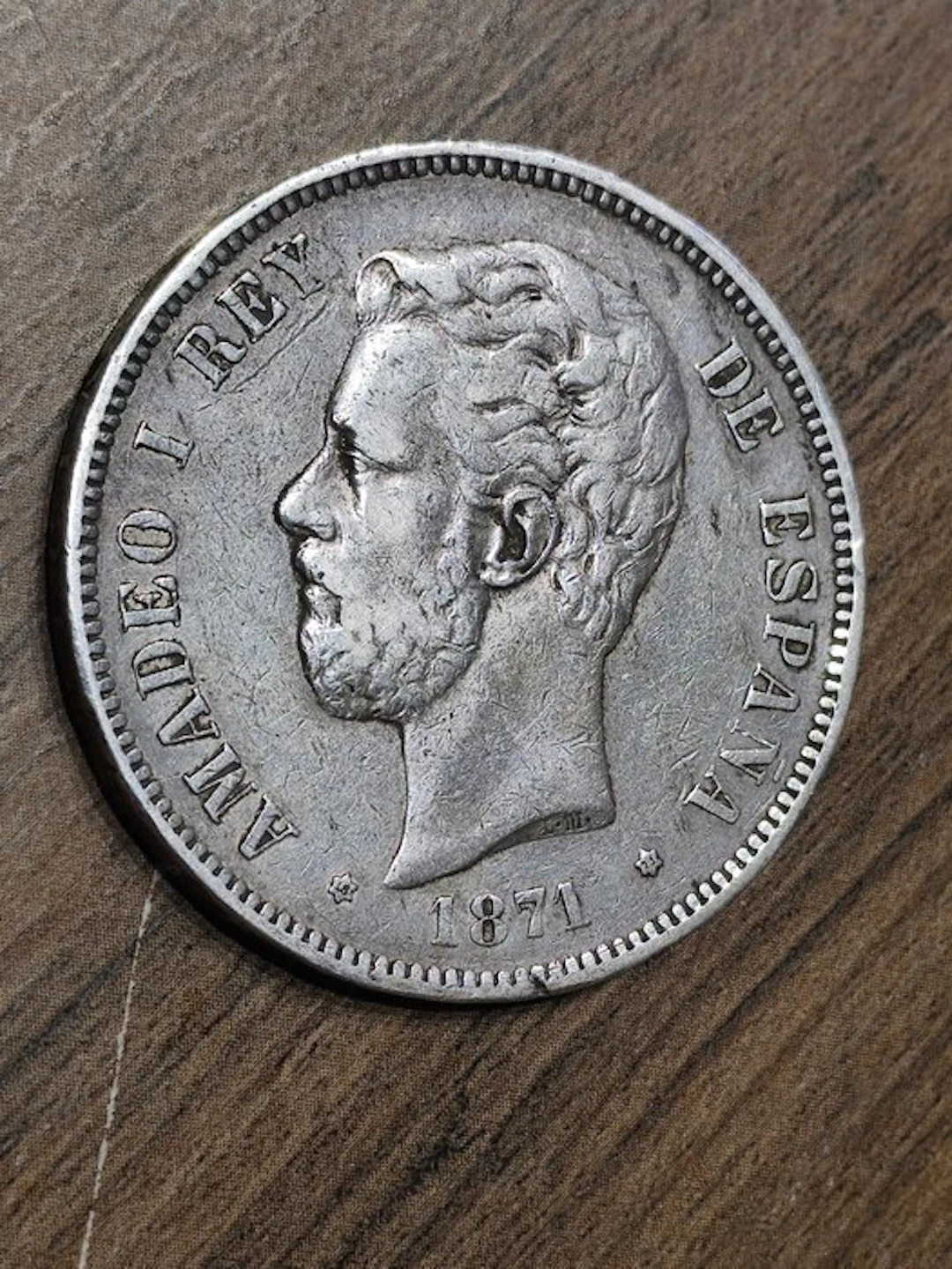 Spain. Amadeo I. 5 Pesetas 1871 (No reserve price)