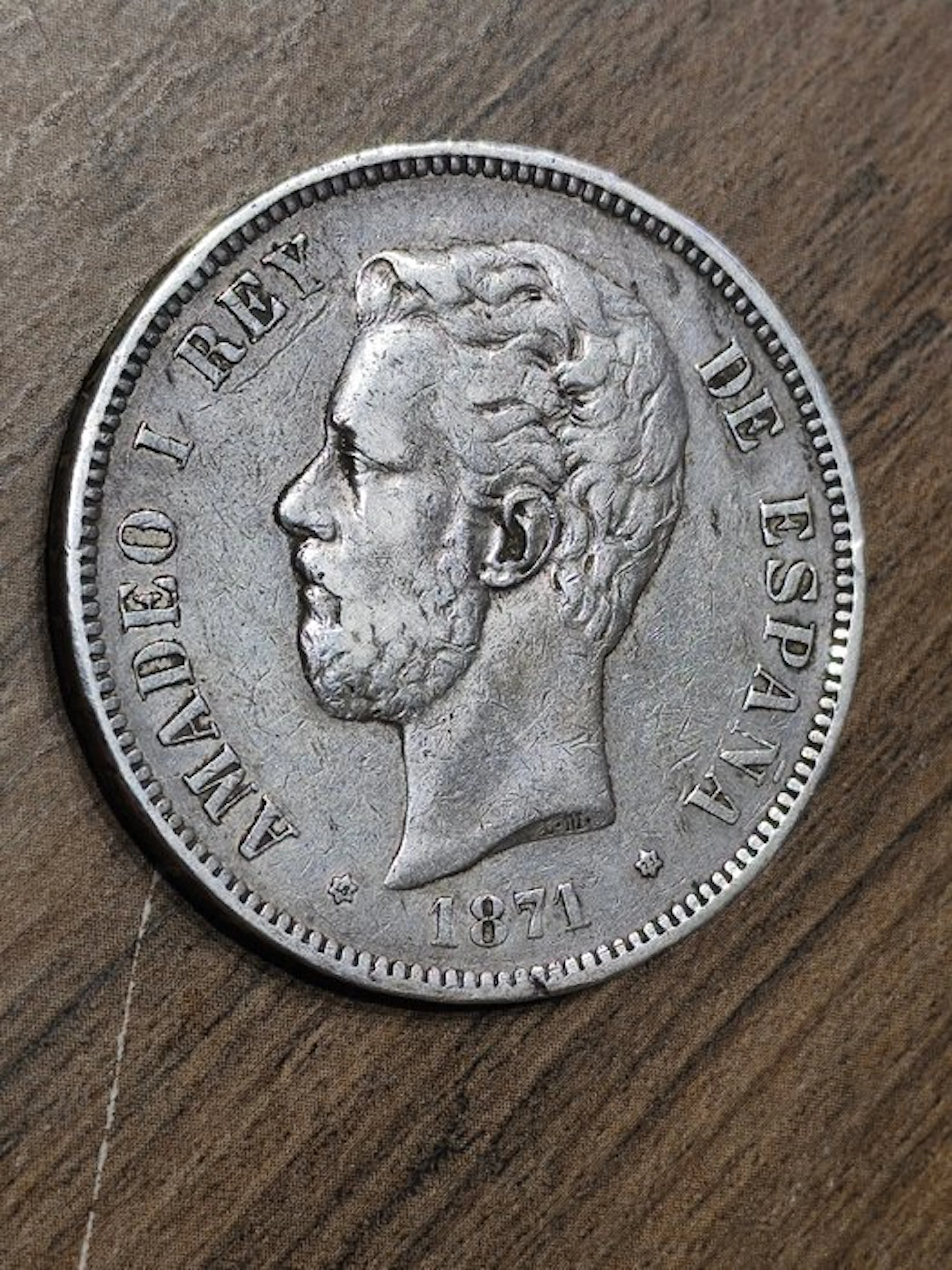 Spain. Amadeo I. 5 Pesetas 1871 (No reserve price)