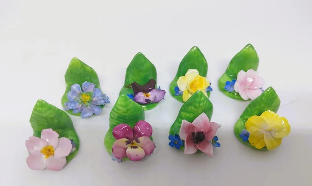 Coalport - Porte-noms / marque place - Napkin holders (8) - Porcelain