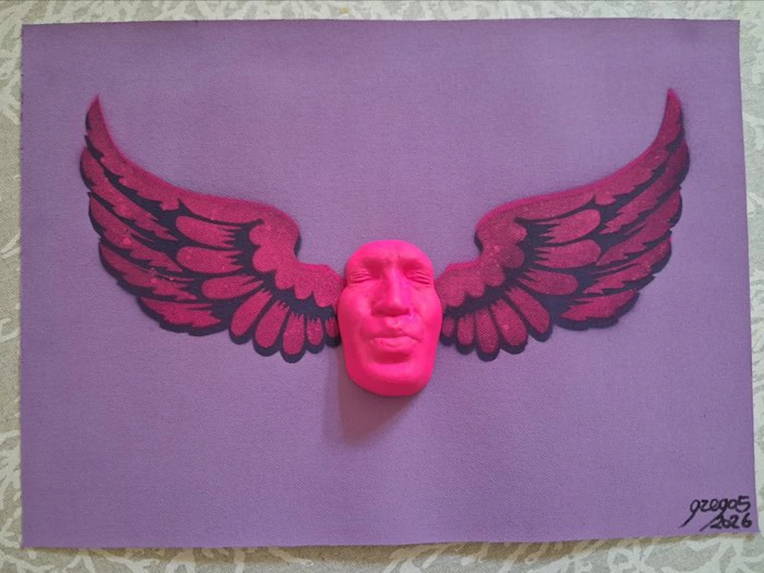 Gregos (1972) - Flying kiss-purple and pink on violet background