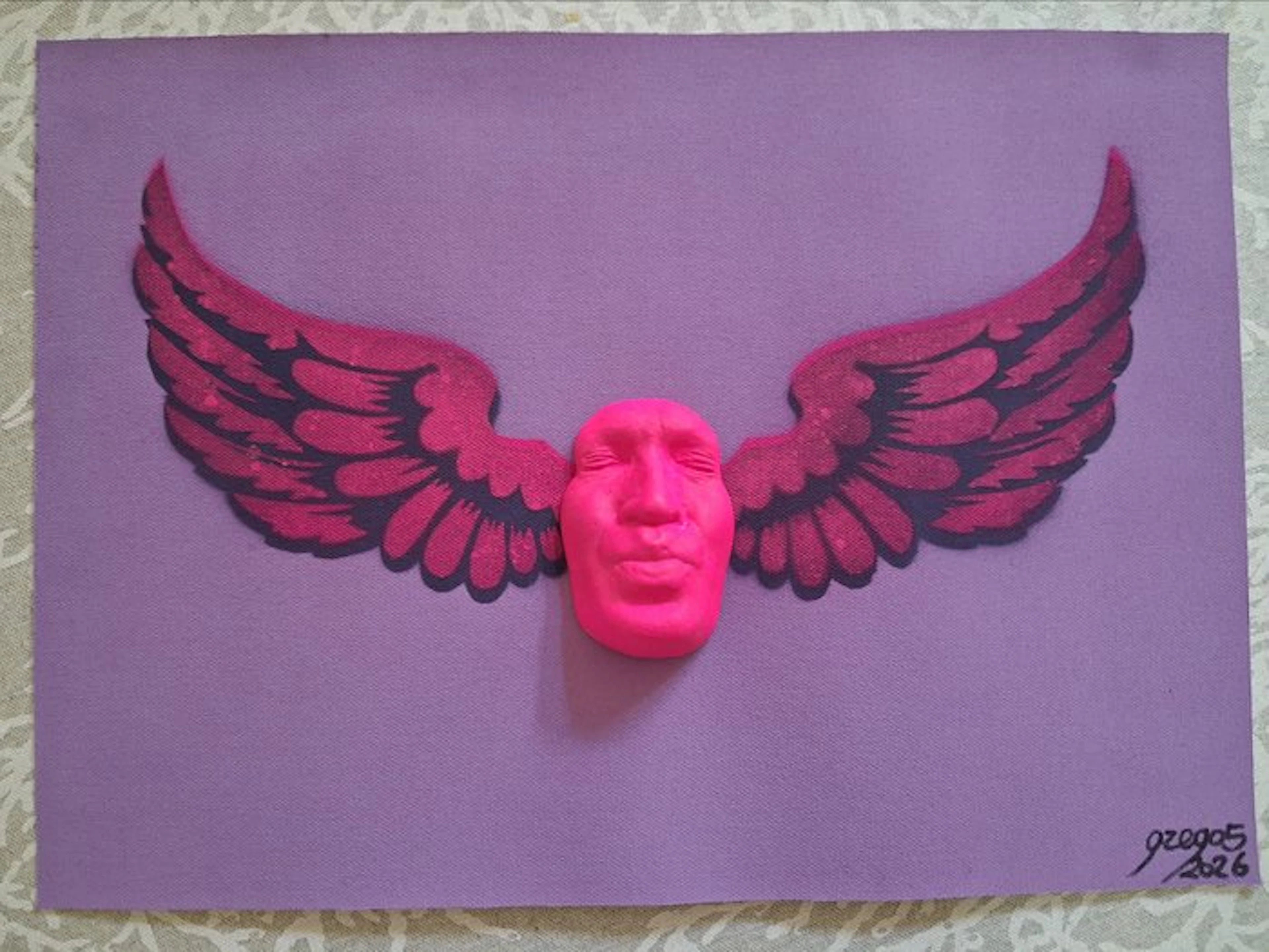 Gregos (1972) - Flying kiss-purple and pink on violet background