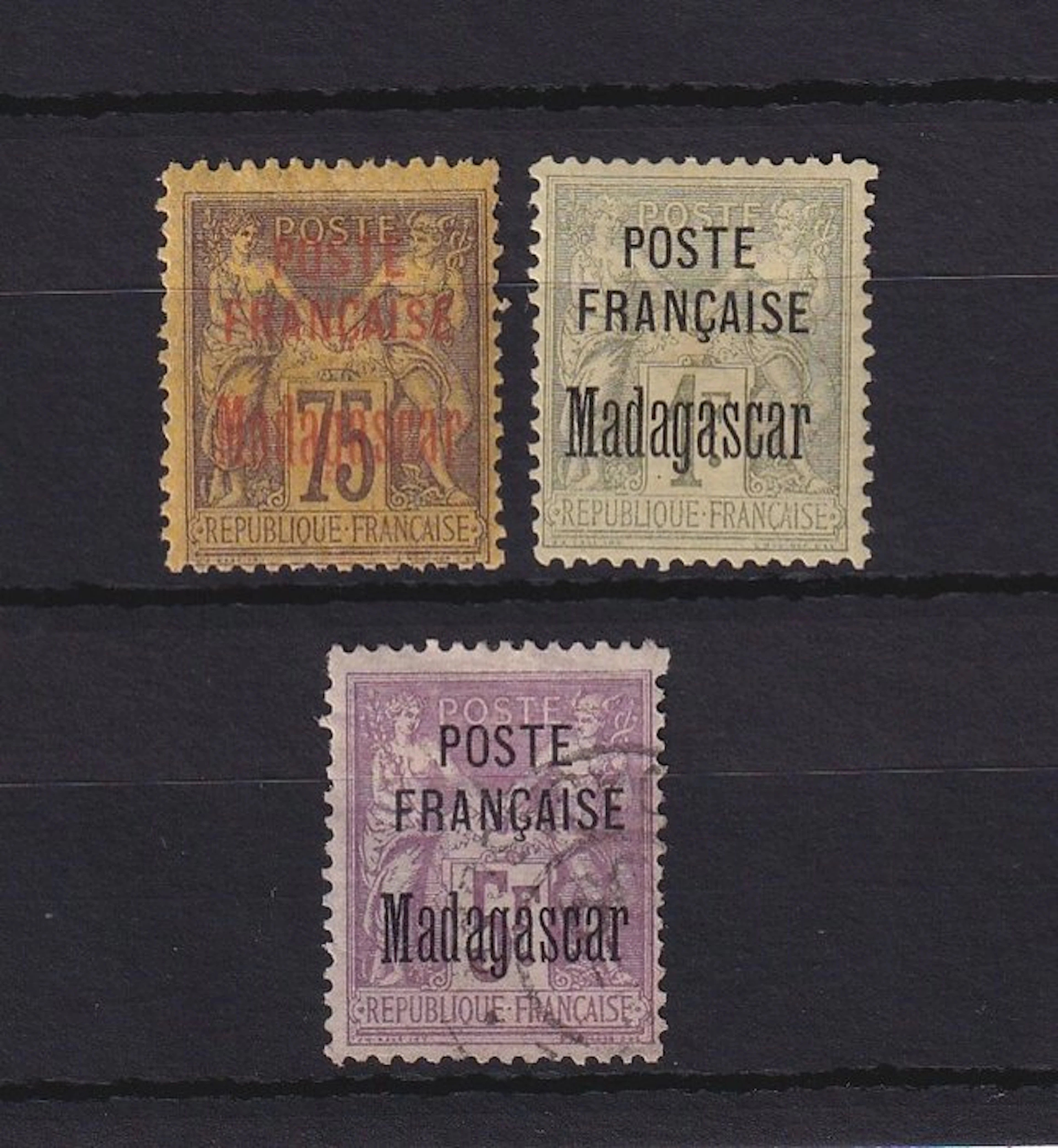 Madagascar 1895 - côte 545€, superbe série - Yvert n°20/22