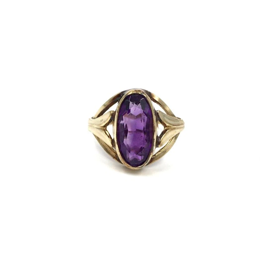 No reserve price - Ring - 8 kt. Yellow gold - 1.75ct. tw. Amethyst - tested