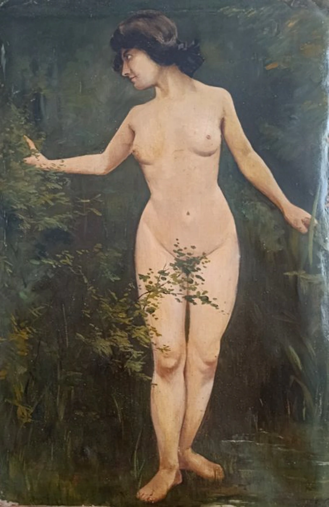 French school (XX) - Nnu féminin en pied dans un sous...