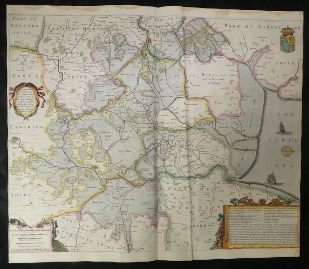 United Kingdom - The Fens: East of England; Henricus Hondius - Les Fens