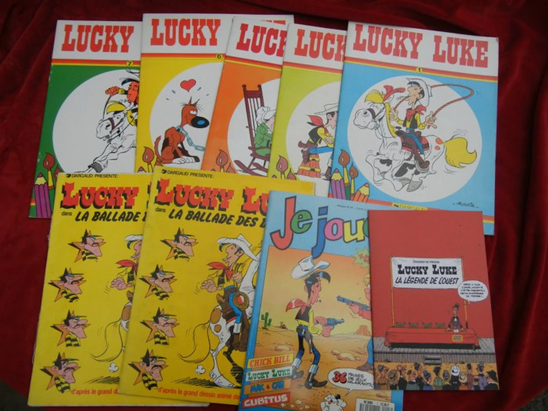 Lucky Luke - 9 Coloring books / Press kit / Panini album - Dargaud - 1985
