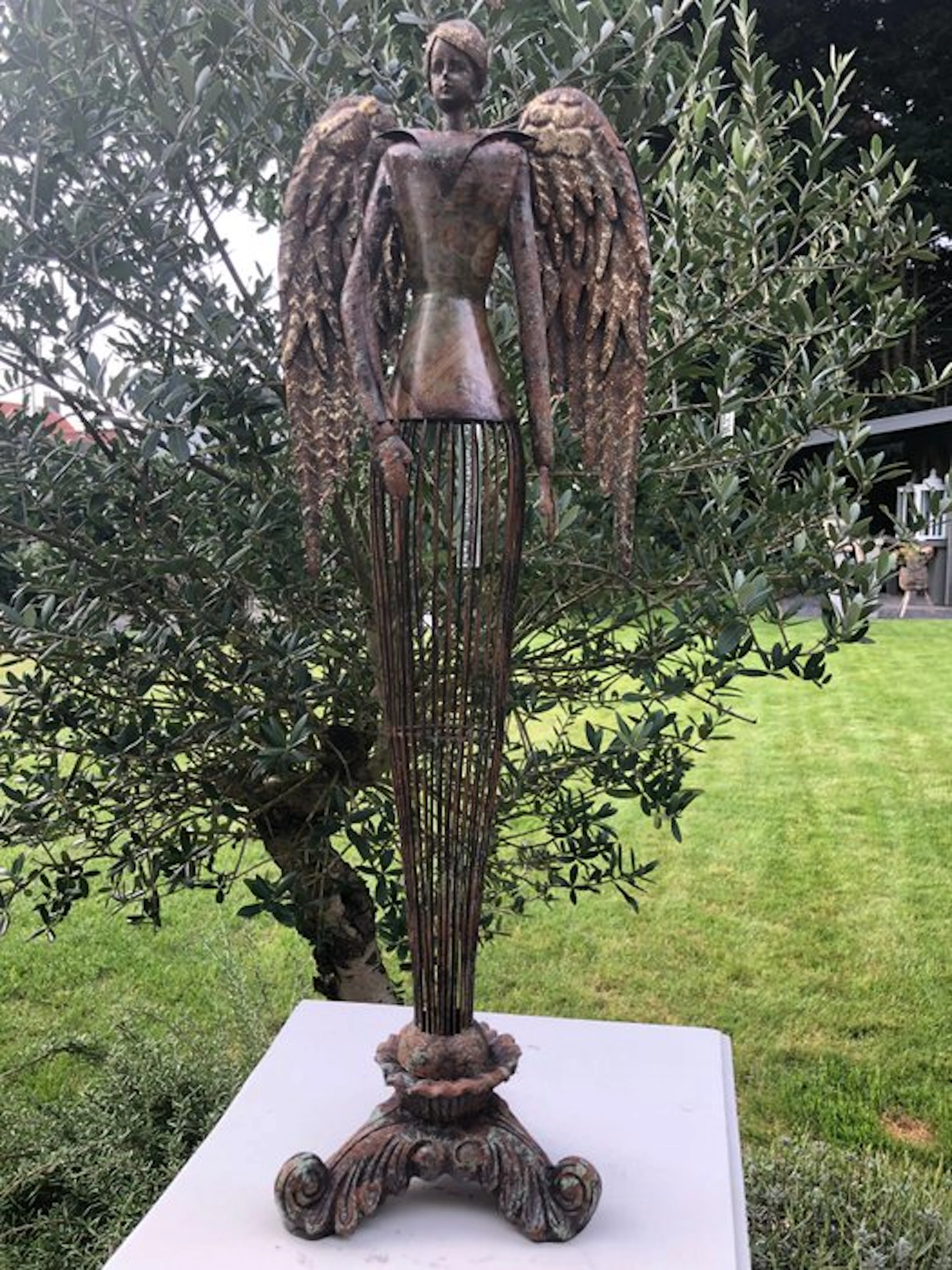 Statue, ENGEL MET VLEUGELS - 54 cm - Iron