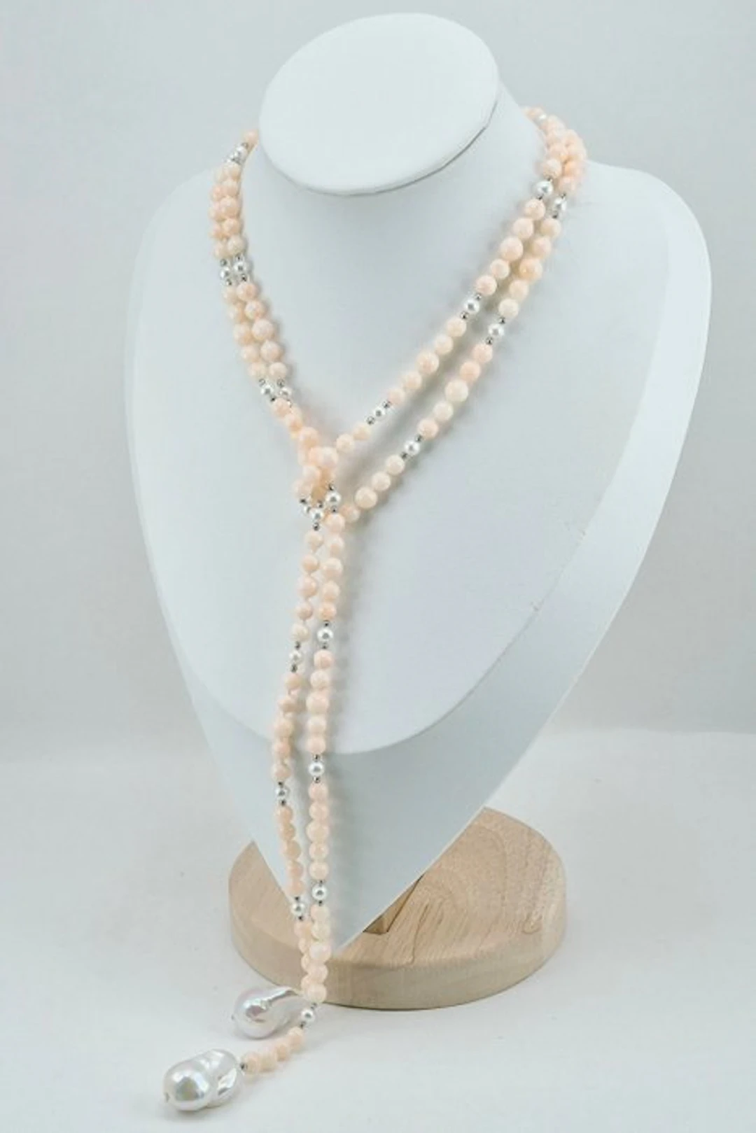 Coral - Hematite - Necklace - Pink Coral and Pearls