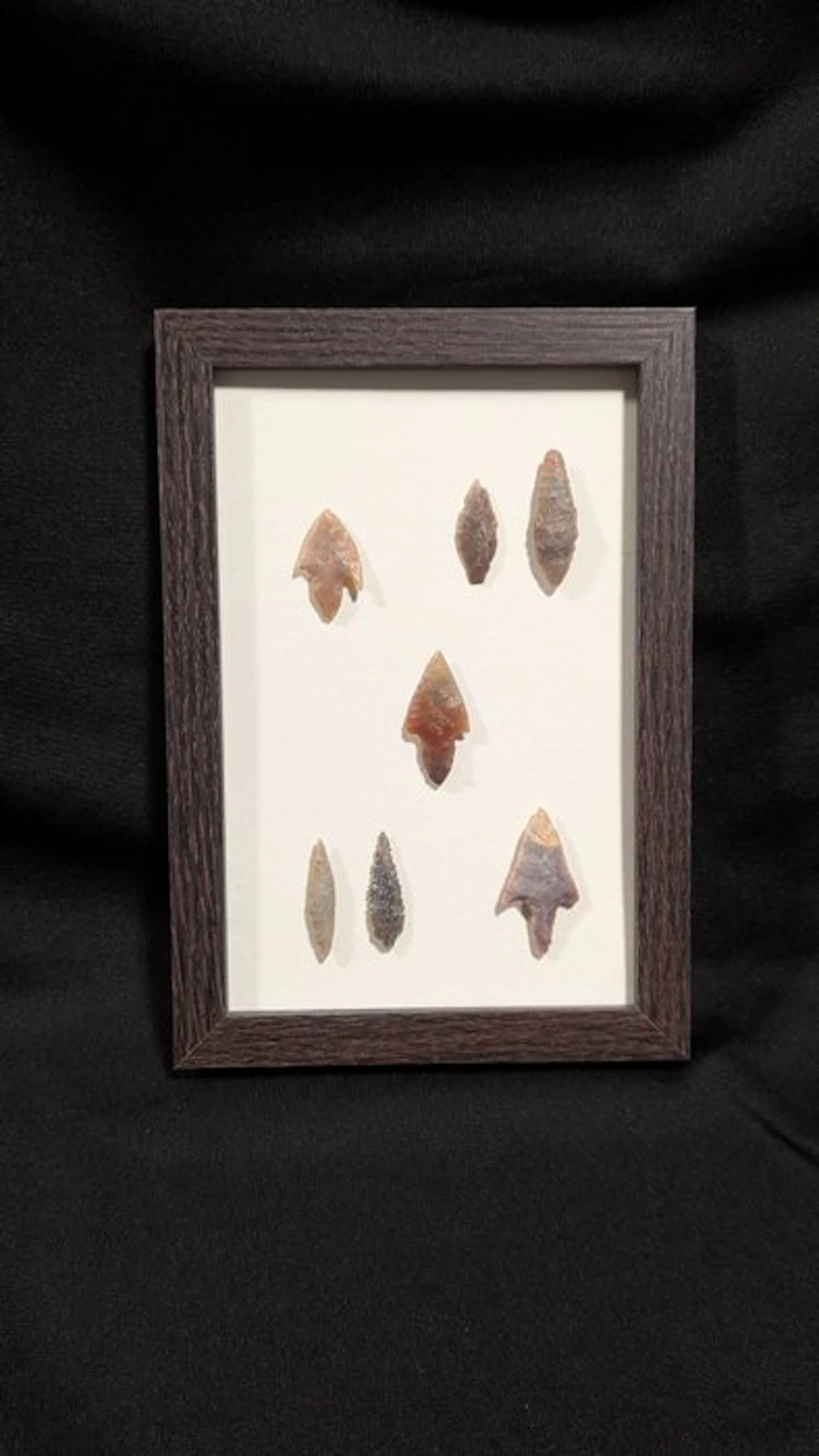 Neolithic Flint collection mounted on a frame of...