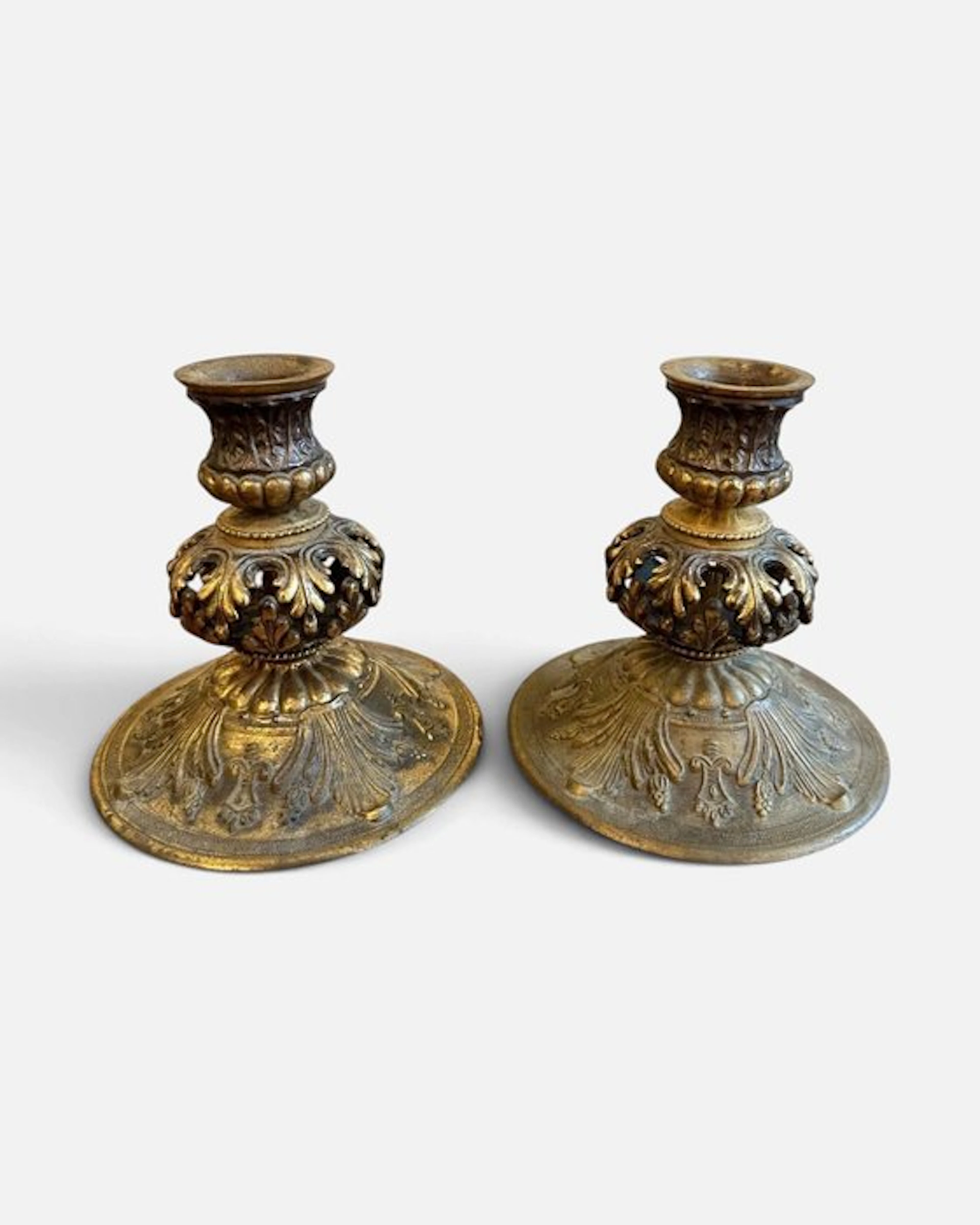 Candleholder (2) - Bronze - Gilded Bronze Fine 700