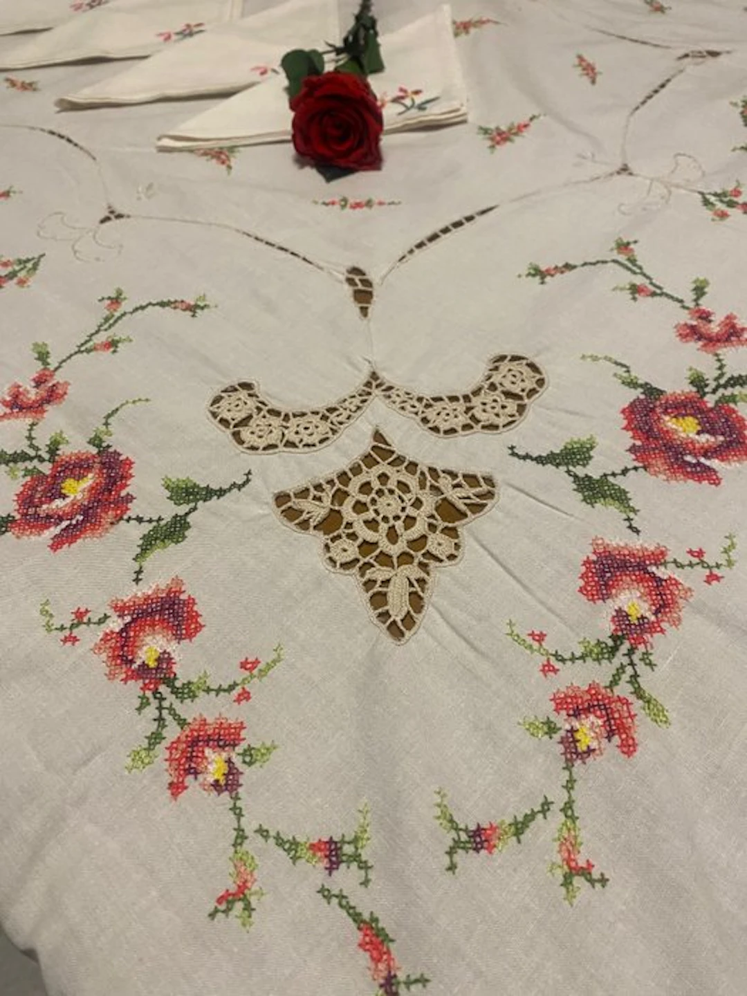 Tablecloth - 251 cm - 165 cm - Cross-stitch tablecloth