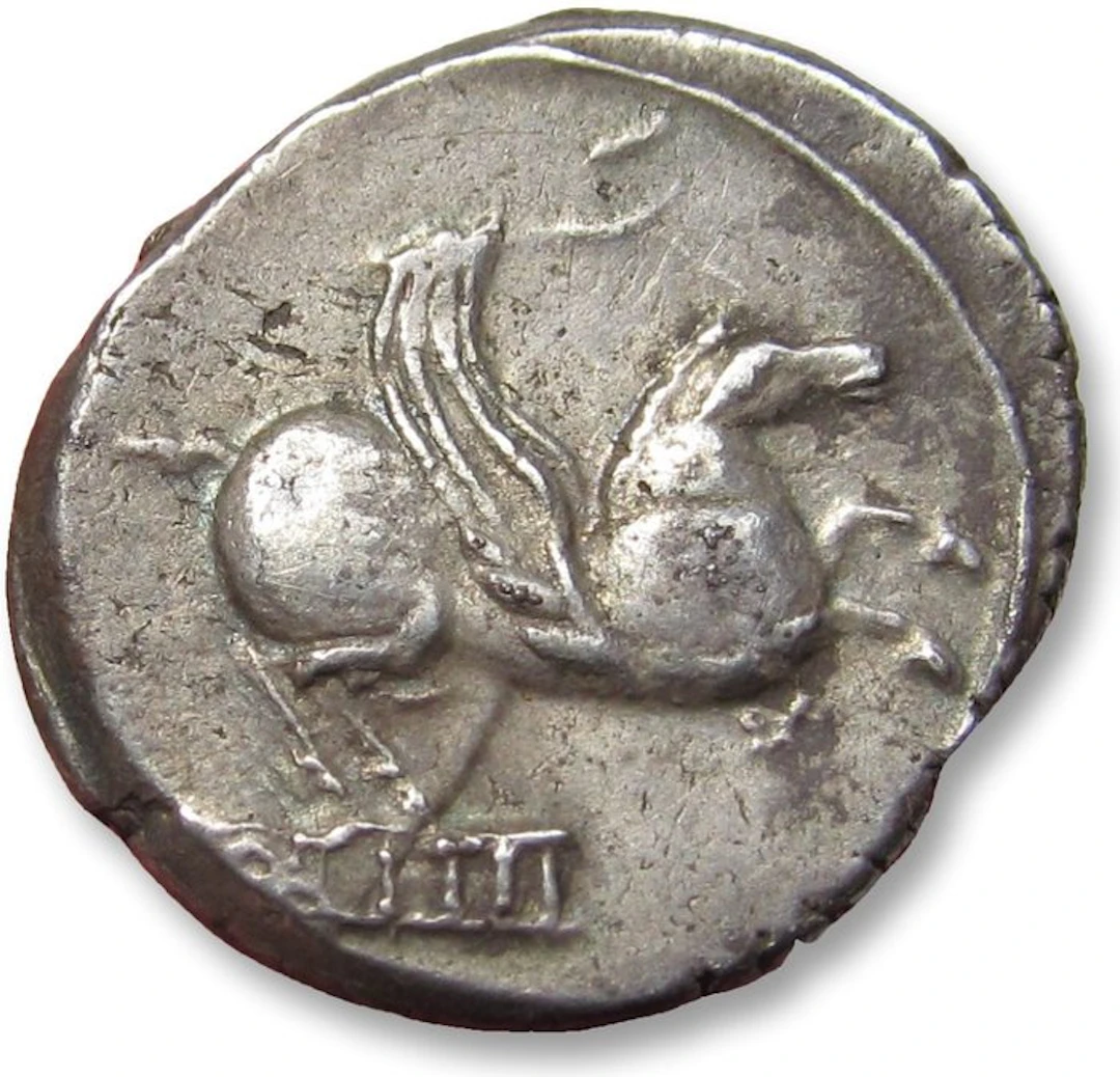 Roman Republic Denarius Q. Titius, Rome mint 90 B.C.