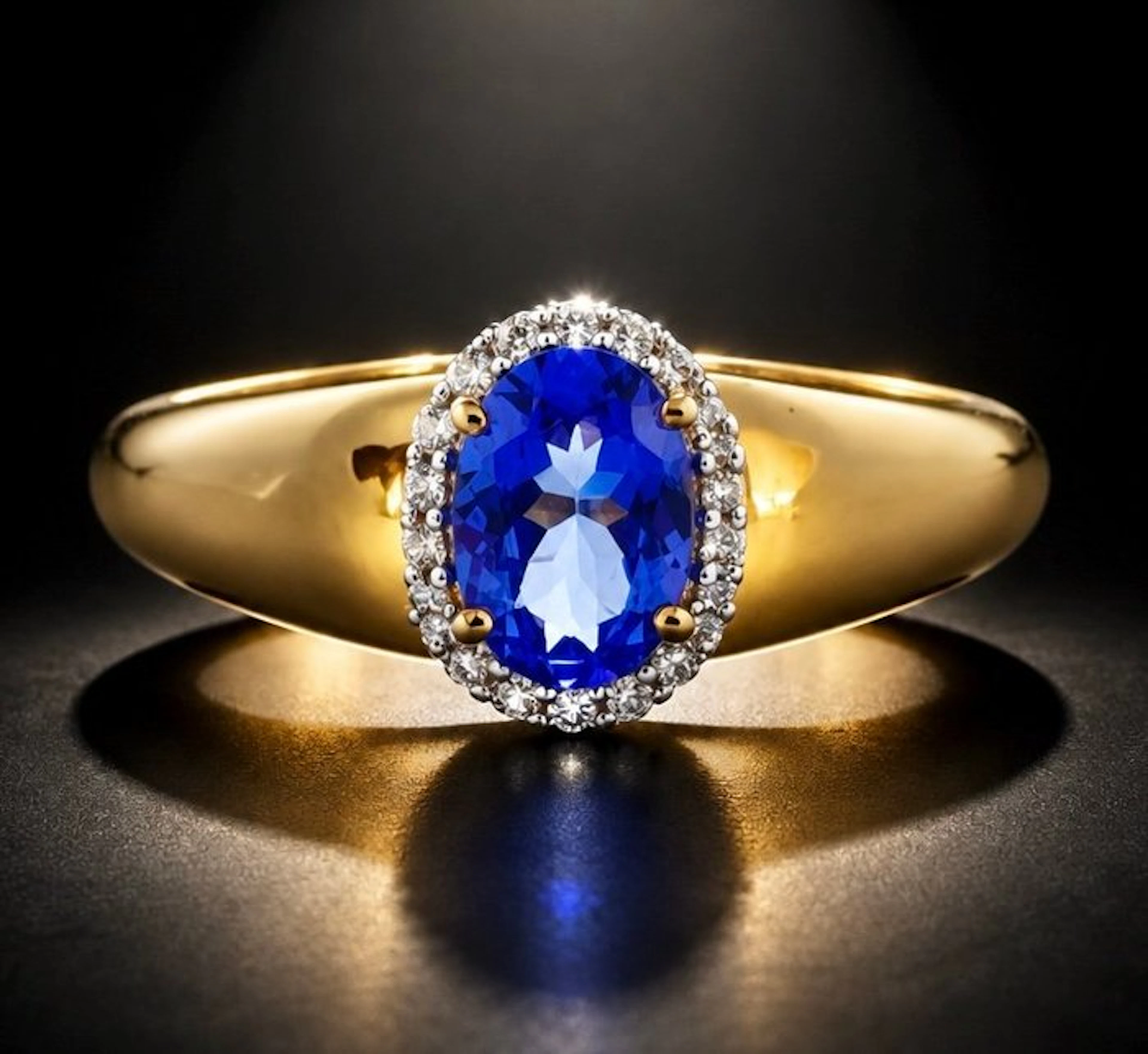 No reserve price - Ring 925 silver, gold-plated, Tanzanite, Zircon