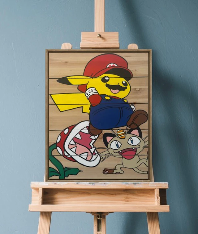 isem (1985) - Pikachu X mario X pokemon ( size 50x40cm )