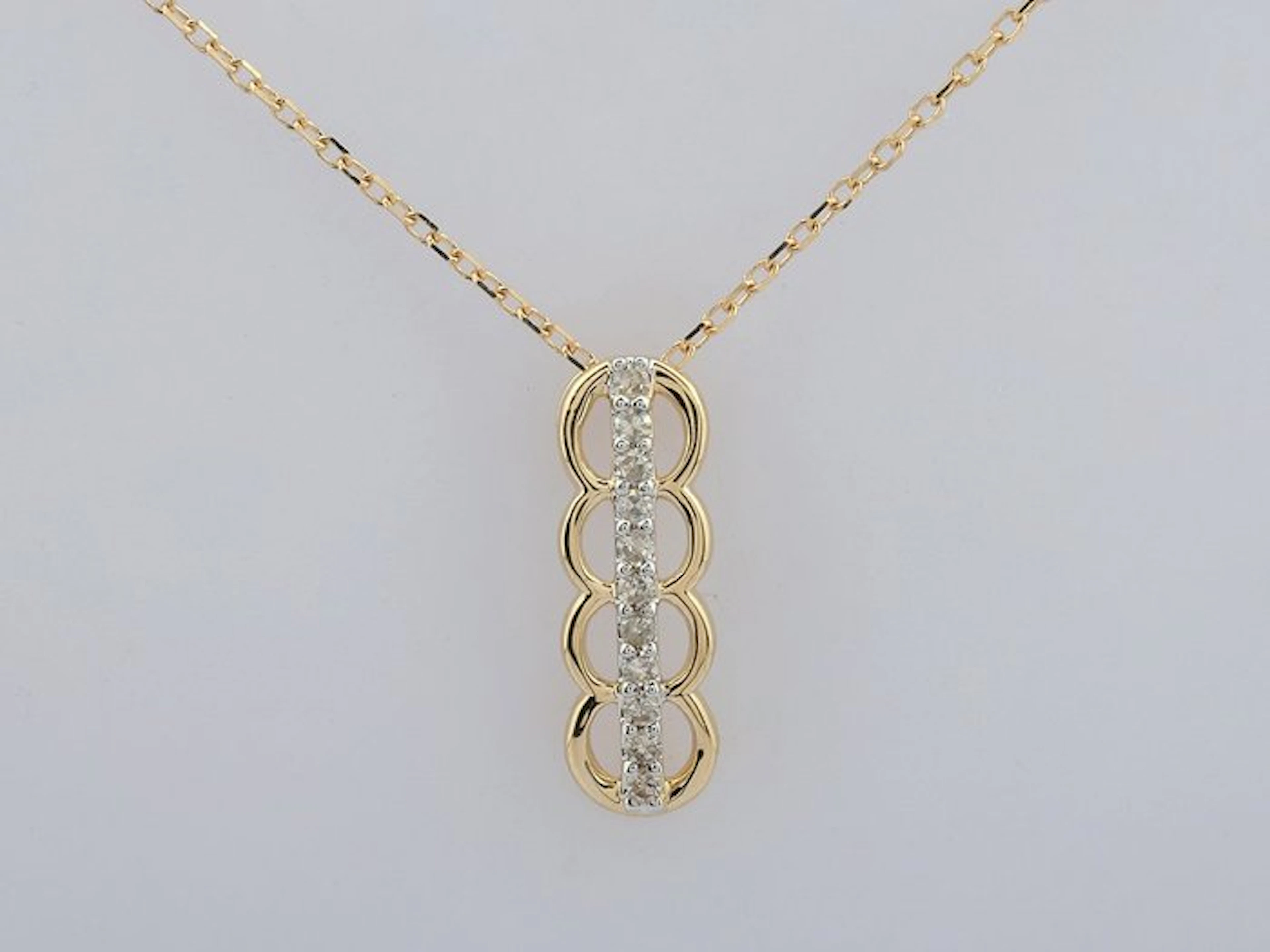 Necklace with pendant - 14 kt. Yellow gold - 0.08ct. tw. Diamond (Natural)