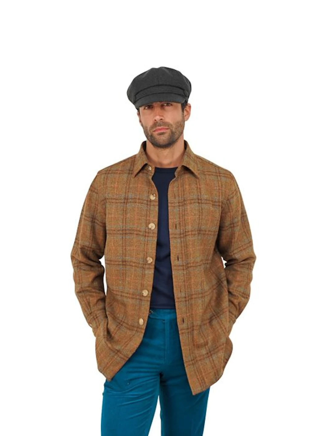 RUBINACCI NAPOLI - Size M - Brown Checks Overshirt Jacket...