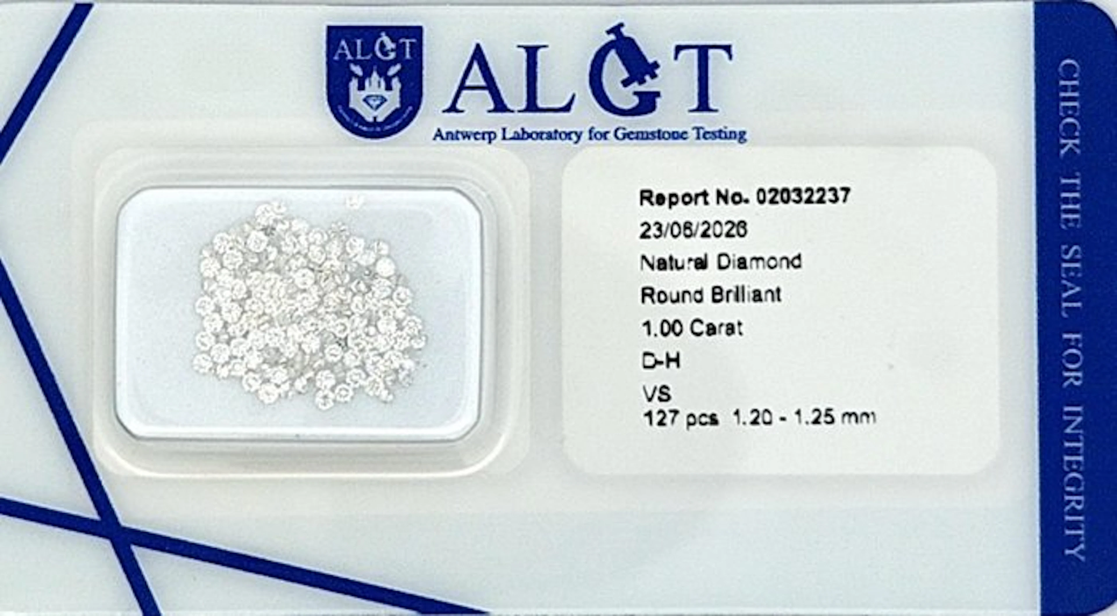 127 pcs Diamond (Natural) - 1.00 ct - Round - F