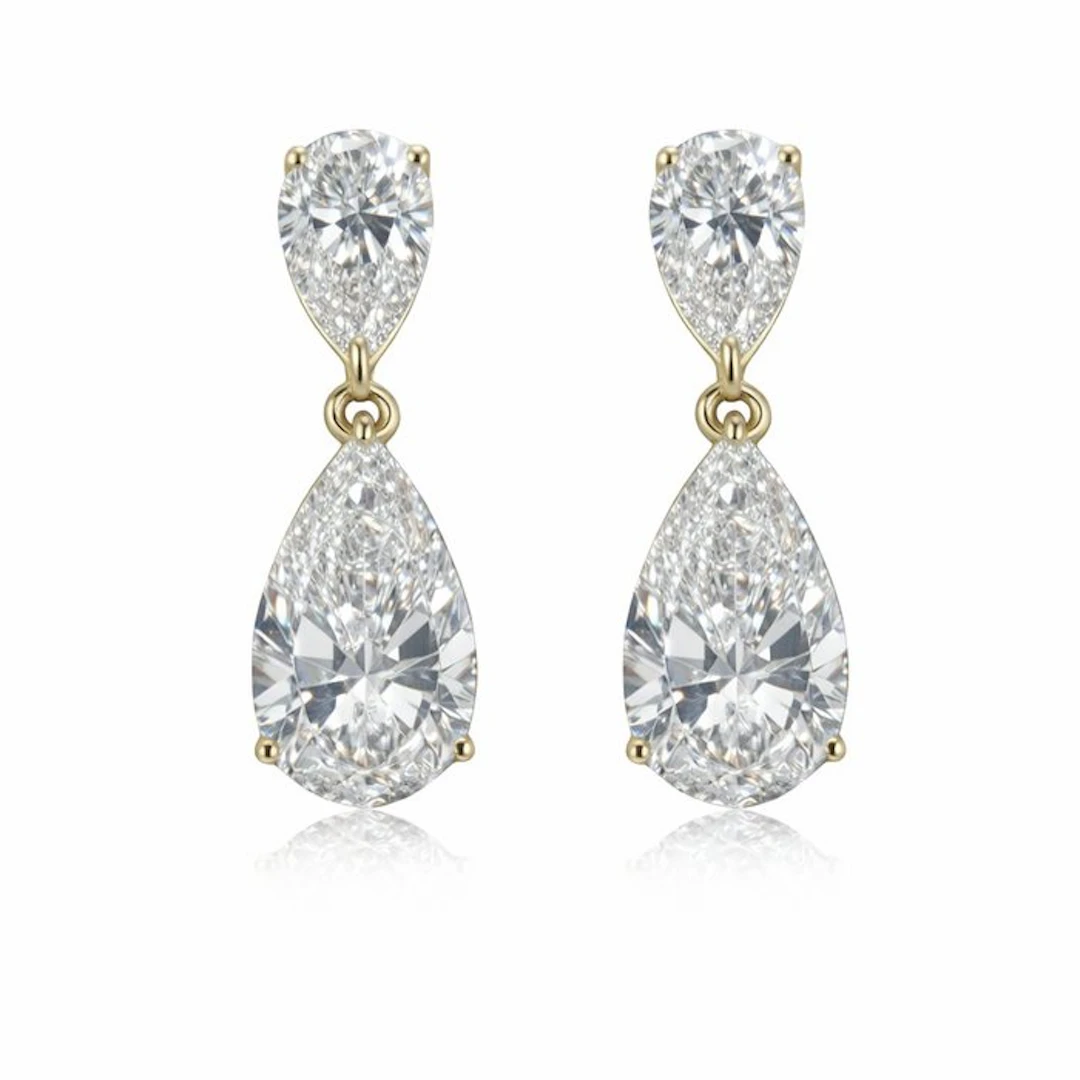 Earrings - 14 kt. Yellow gold - 8.02ct. tw. Diamond (Lab-grown) - Diamond